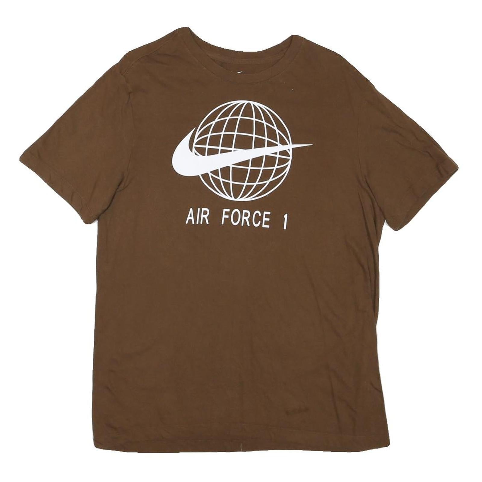 NIKE Mens Brown Air Force 1 Graphic T-Shirt M Short Sleeve Crew Neck Cotton Refurbished - N/A refurbished available on Cerqular