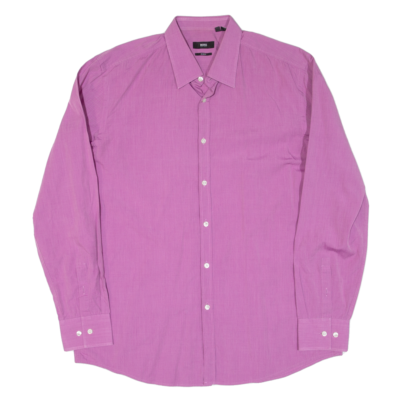 BOSS Slim Fit Mens Plain Shirt Purple Long Sleeve L Refurbished - N/A refurbished available on Cerqular