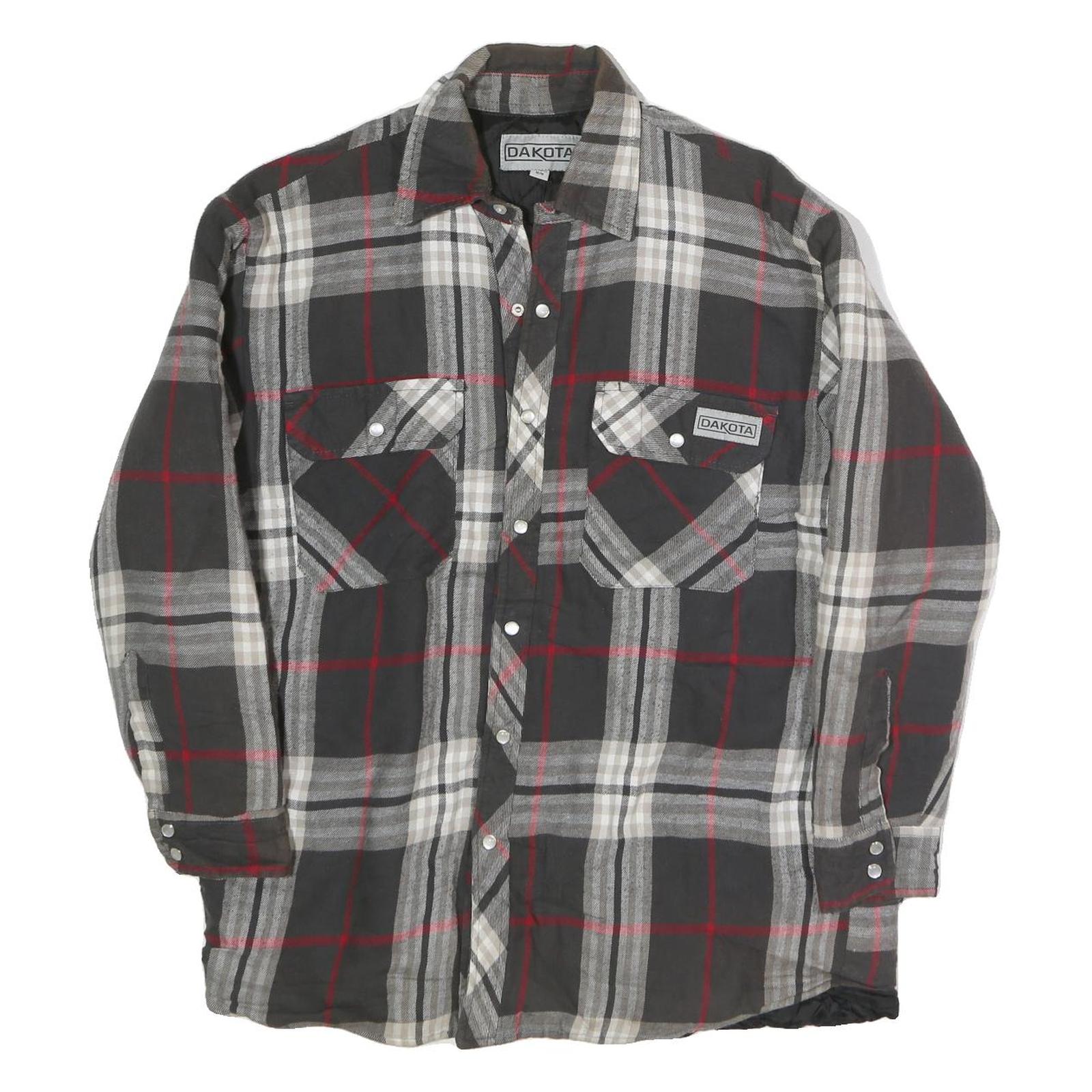 DAKOTA Mens Black & Grey Check Cotton Blend Button Jacket M Casual Fit Refurbished - N/A refurbished available on Cerqular