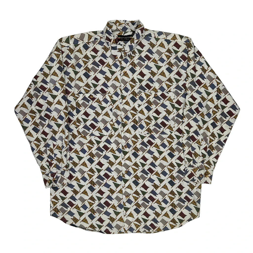 New River Patterned Shirt - Large Multicoloured Cotton Refurbished - Thrifted (note: this is a term often used to describe second- refurbished available on Cerqular