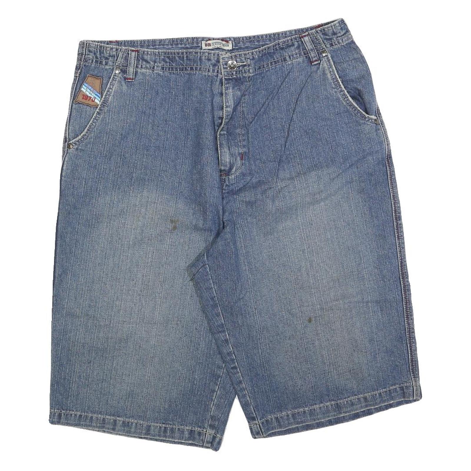 CLASSIC DENIM Mens Blue Denim Cargo Shorts XL W38 Casual Cotton Blend Patch Logo Refurbished - N/A refurbished available on Cerqular