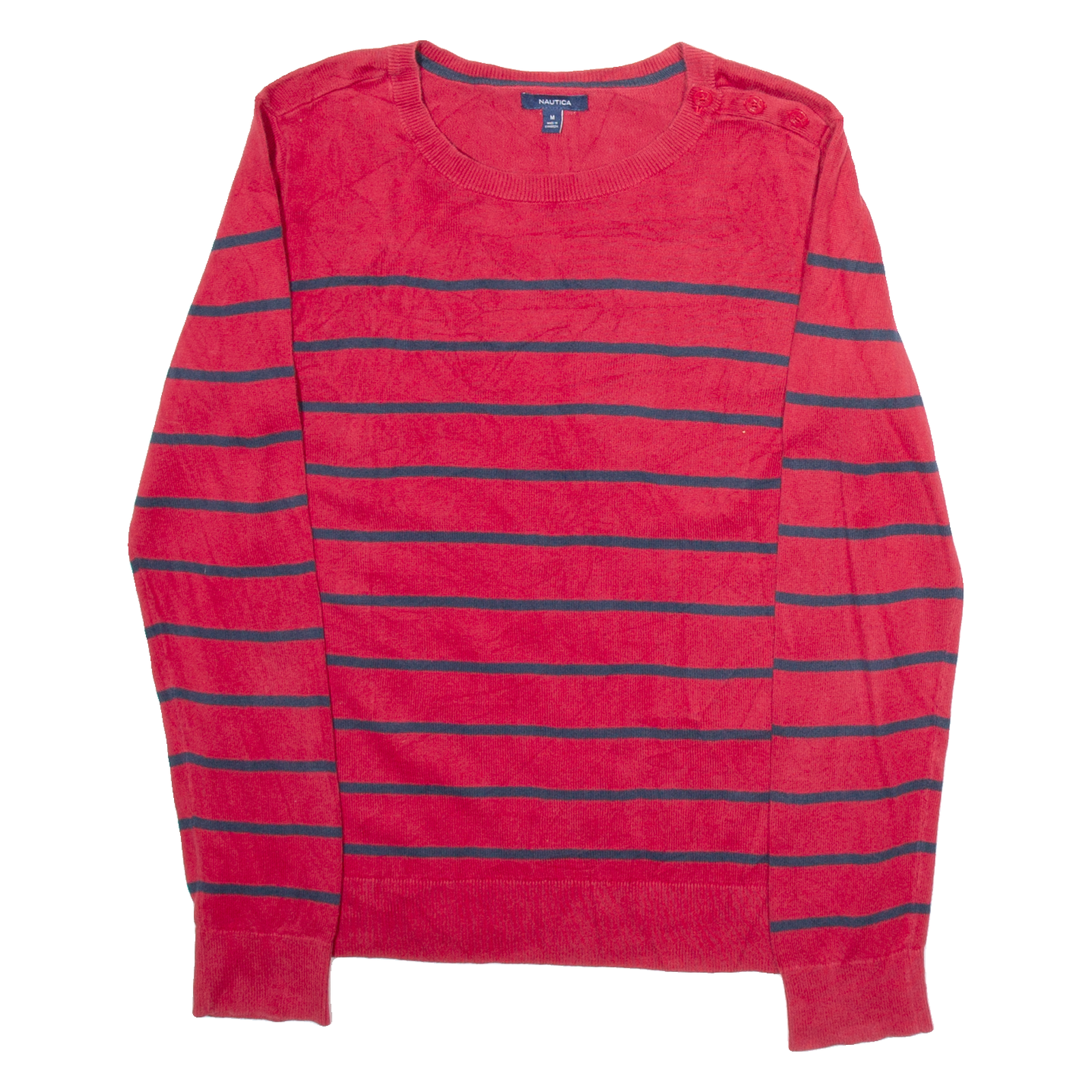 NAUTICA Womens Jumper Red Striped Tight Knit M Refurbished - N/A refurbished available on Cerqular