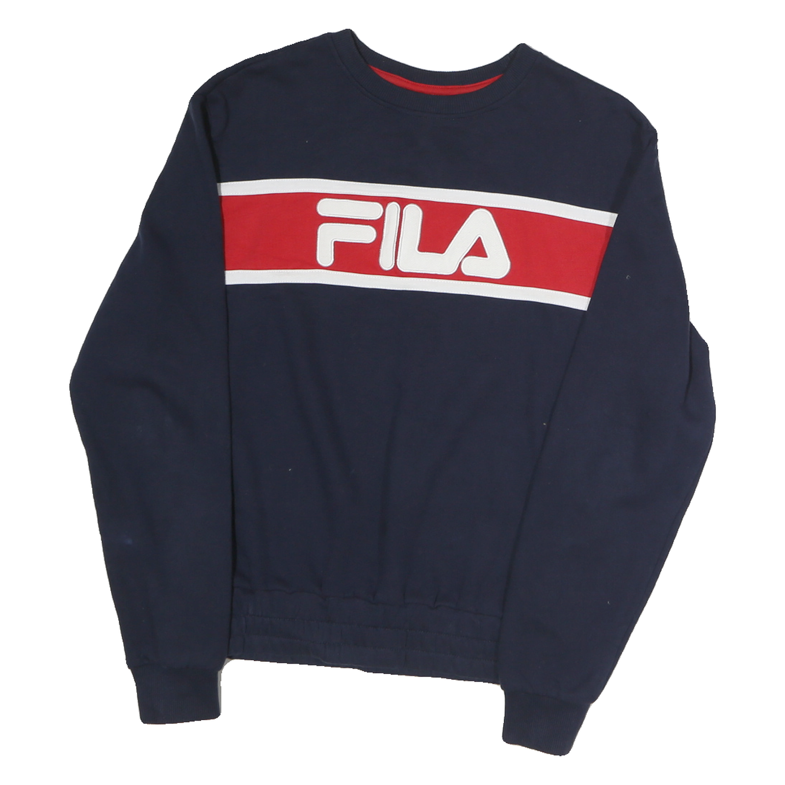 FILA Mens Blue & Red Crew Neck M Sweatshirt Cotton Pullover Sports Logo Refurbished - N/A refurbished available on Cerqular