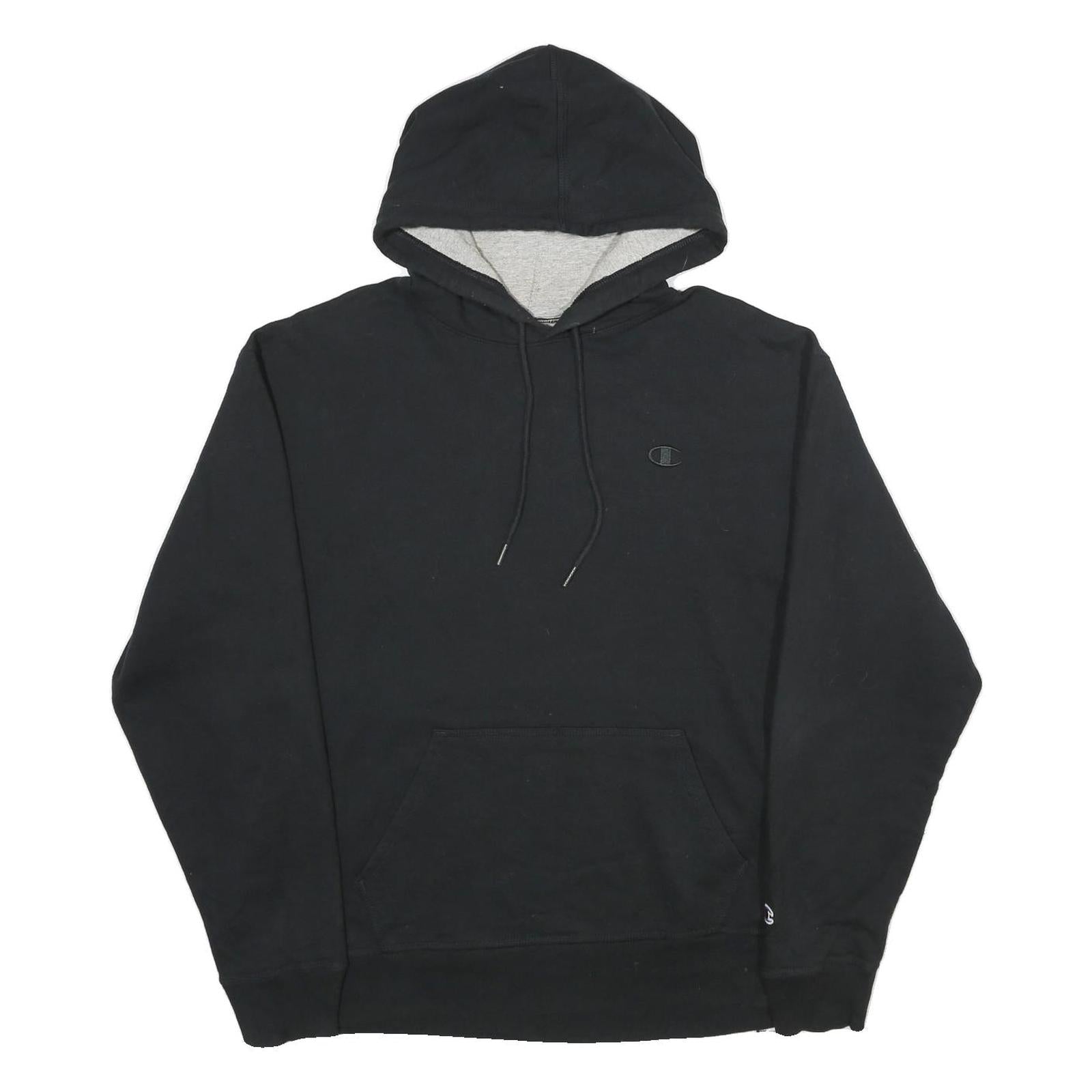 CHAMPION Mens Black Hoodie L Classic Cotton Blend Pullover Sweatshirt Refurbished - N/A refurbished available on Cerqular