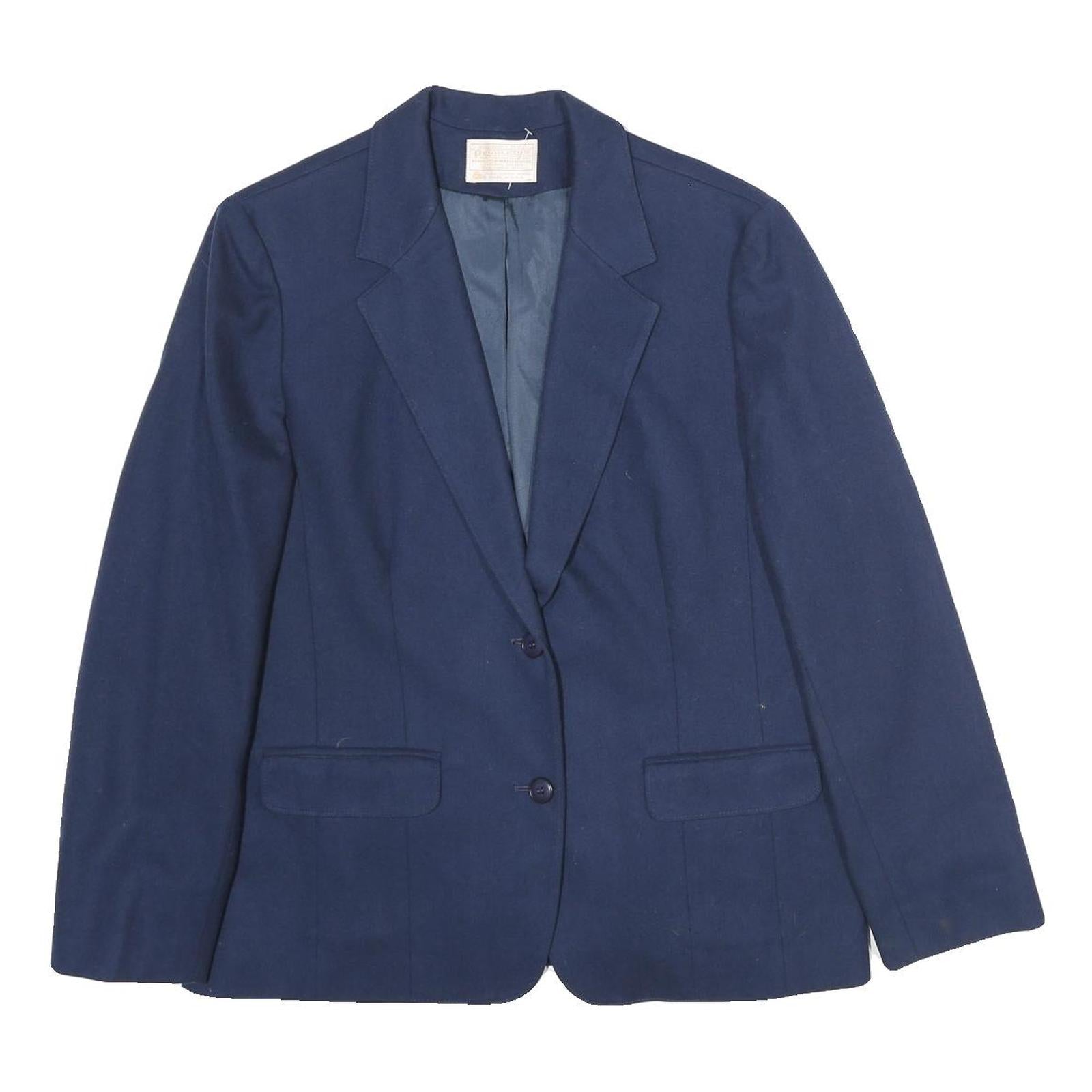 PENDLETON Womens Navy Blue Wool Blazer Jacket L Woven Classic Button Closure Refurbished - N/A refurbished available on Cerqular