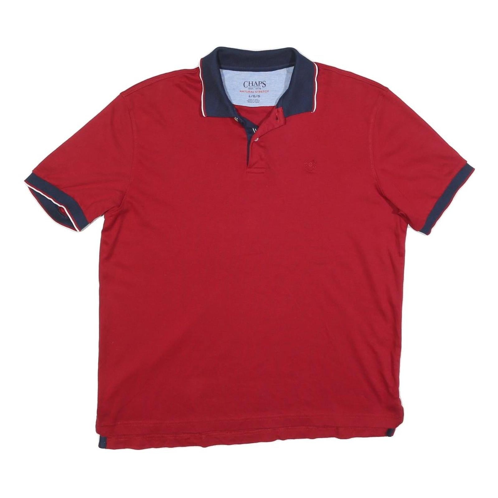 CHAPS Mens Red & Navy Short Sleeve Plain Polo Shirt L Cotton Blend Refurbished - N/A refurbished available on Cerqular