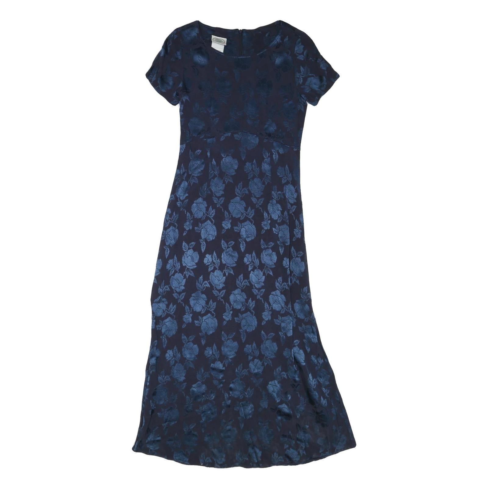 LAURA ASHLEY Womens Navy Blue Floral Day Dress Polyester Blend Short Sleeve Midi Refurbished - N/A refurbished available on Cerqular