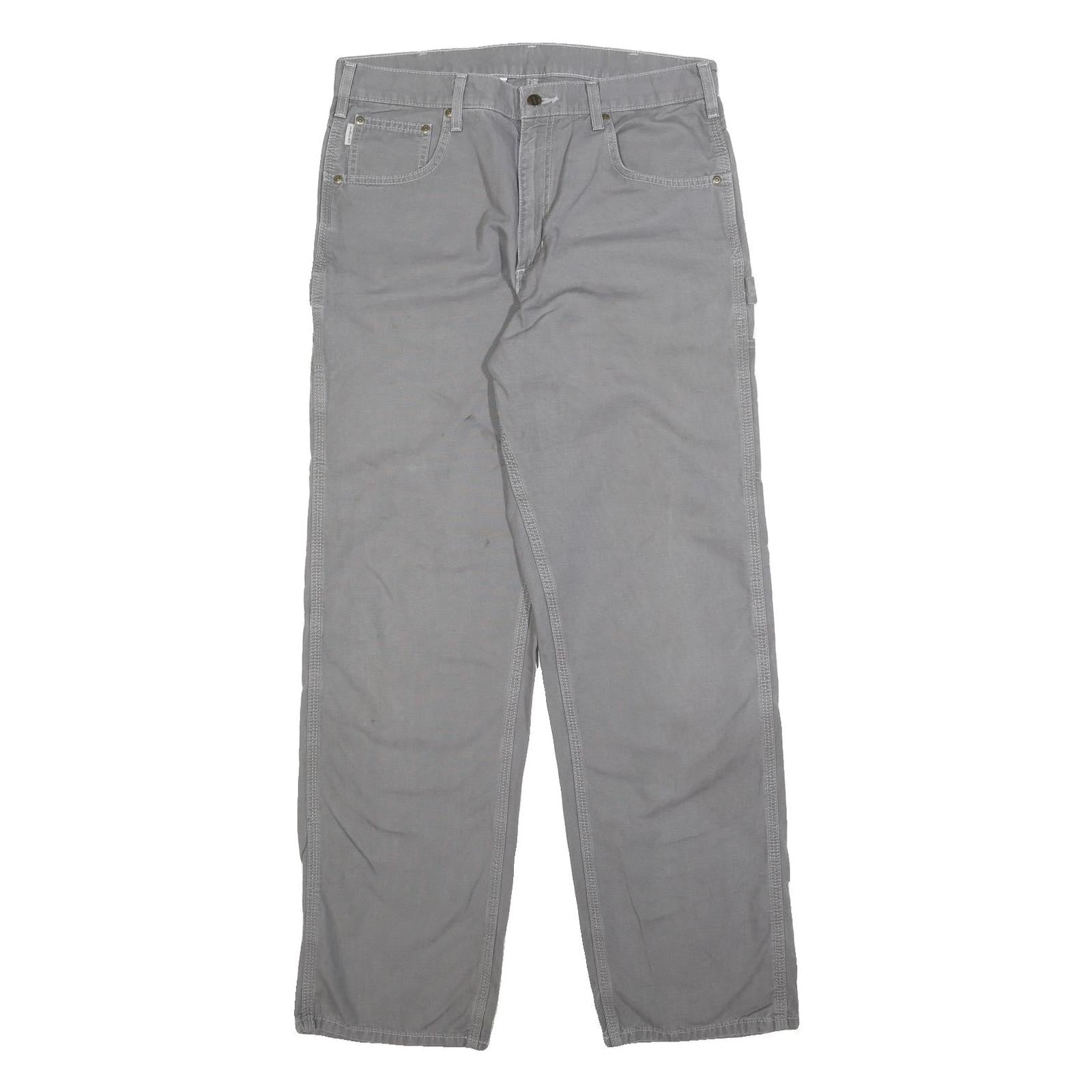 CARHARTT Mens Cotton Grey Loose Straight Trousers W34 L34 Workwear Utility Refurbished - N/A refurbished available on Cerqular