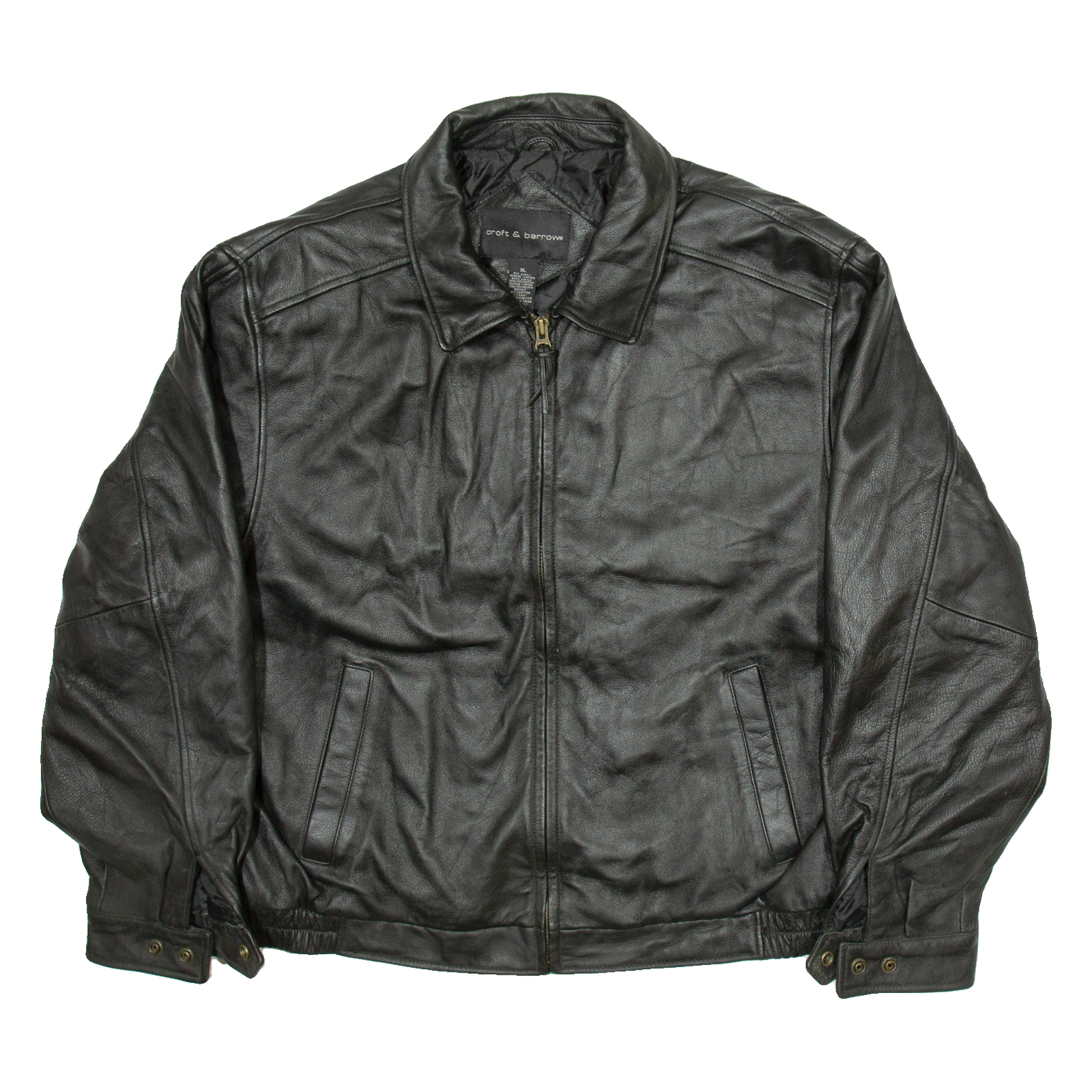 CROFT & BARROW Mens Biker Jacket Black Leather XL Refurbished - N/A refurbished available on Cerqular
