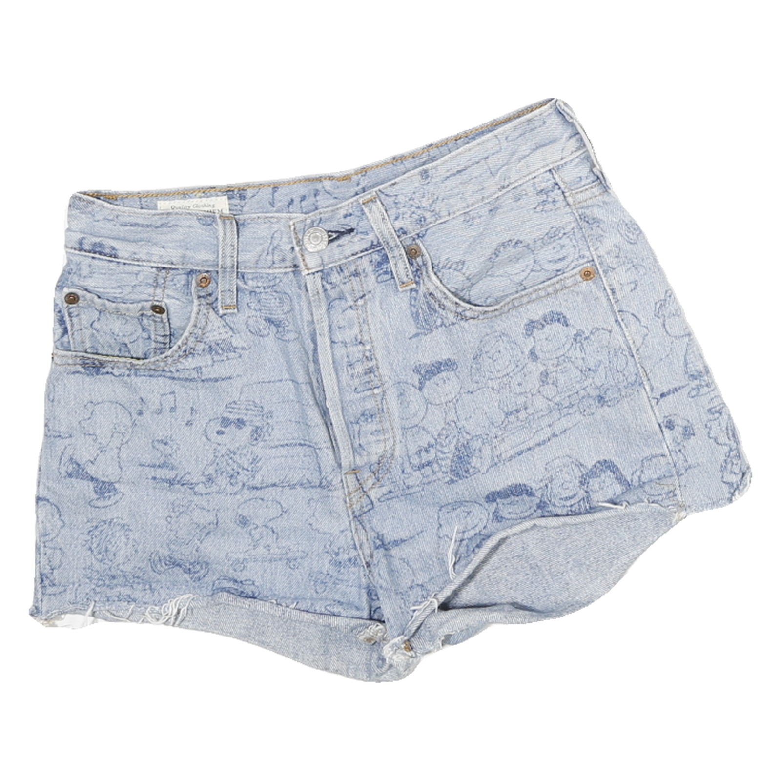 LEVI'S Womens Light Blue Denim Casual Shorts M W26 Peanuts Print Relaxed Refurbished - N/A refurbished available on Cerqular