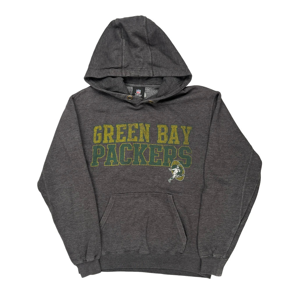 Green Bay Packers Nfl Hoodie - Large Grey Cotton Blend Refurbished - Thrifted (note: this is a term often used to describe second- refurbished available on Cerqular
