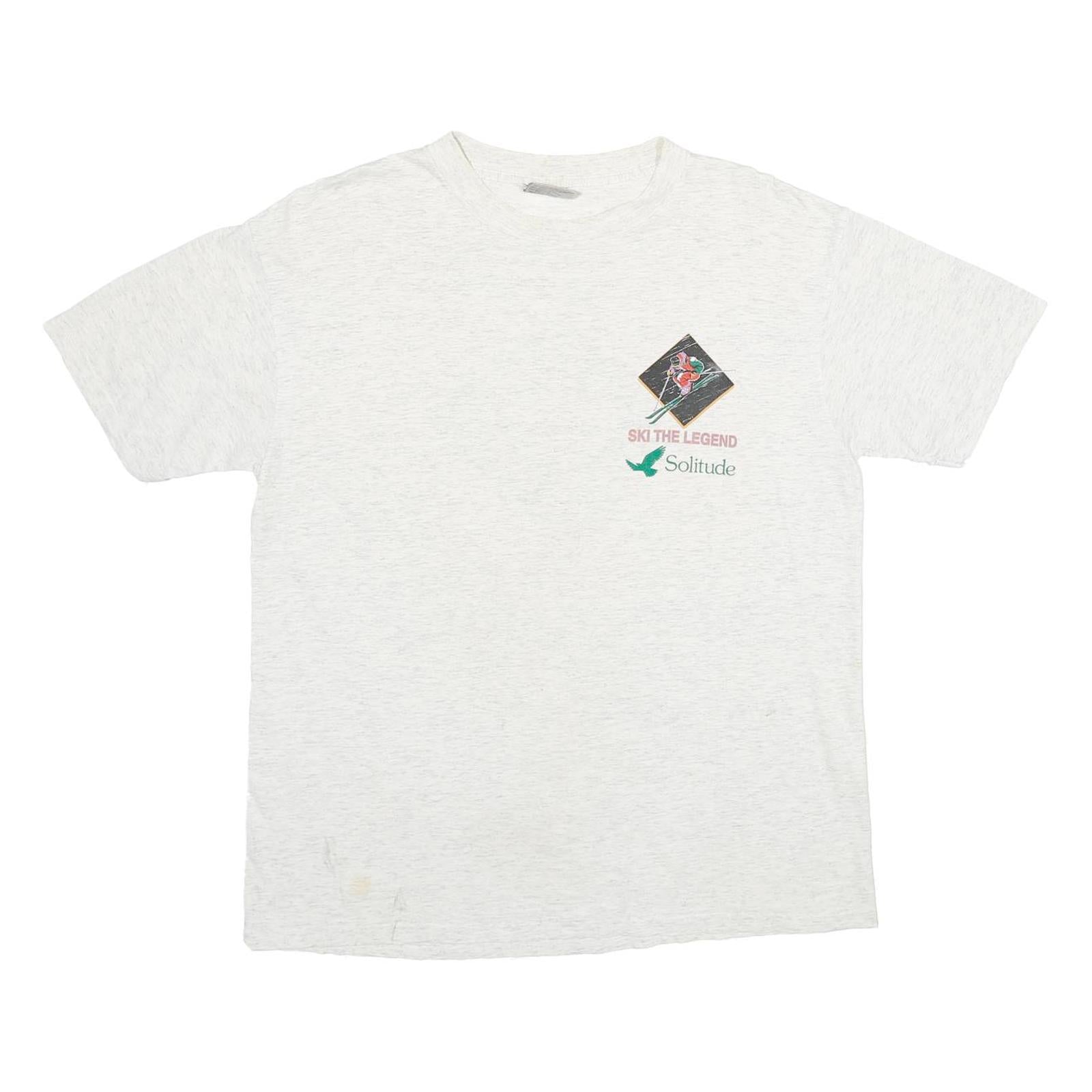 ONEITA Mens White Ski The Legend Graphic T-Shirt L Short Sleeve Crew Neck Casual Refurbished - N/A refurbished available on Cerqular