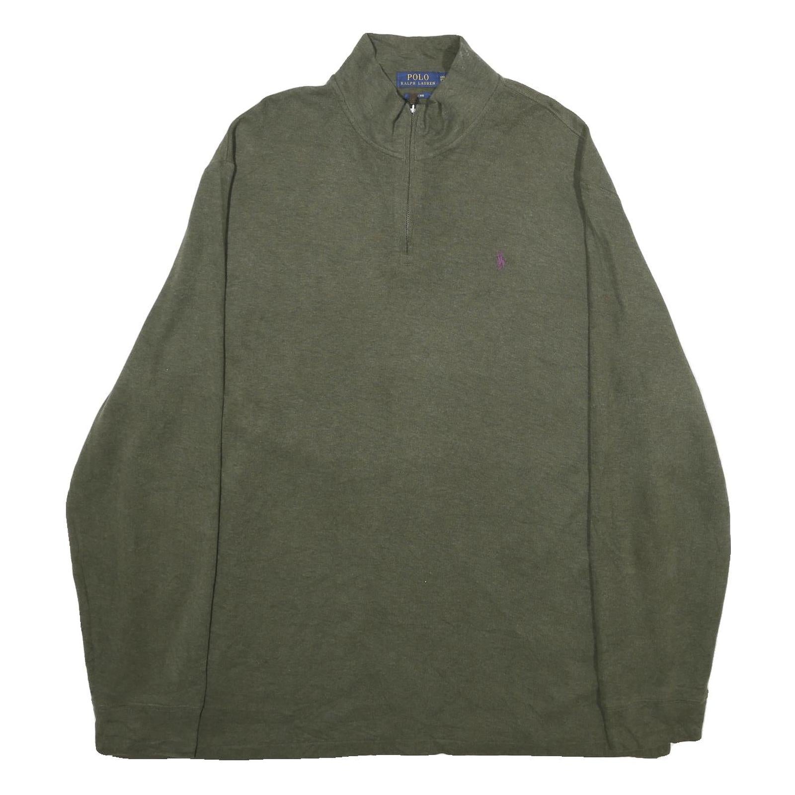 POLO RALPH LAUREN Mens Green 1/4 Zip Plain Cotton Jumper 2XL Casual Wear Refurbished - N/A refurbished available on Cerqular