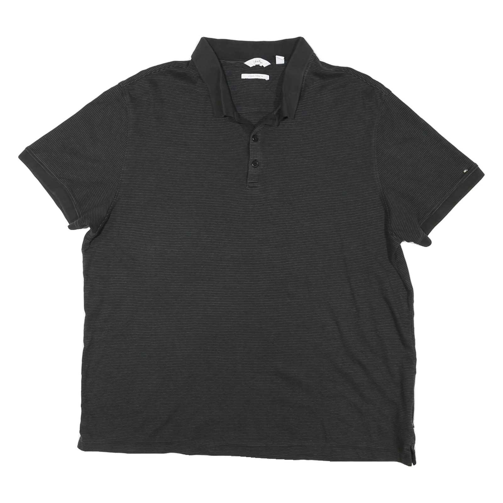 CALVIN KLEIN Mens Black Short Sleeve Striped XL Polo Shirt Cotton Blend Casual Refurbished - N/A refurbished available on Cerqular