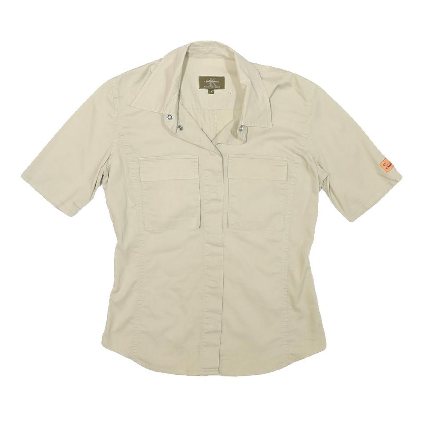 CALVIN KLEIN JEANS Womens Beige S Cotton Blend Shirt Short Sleeve Casual Summer Refurbished - N/A refurbished available on Cerqular