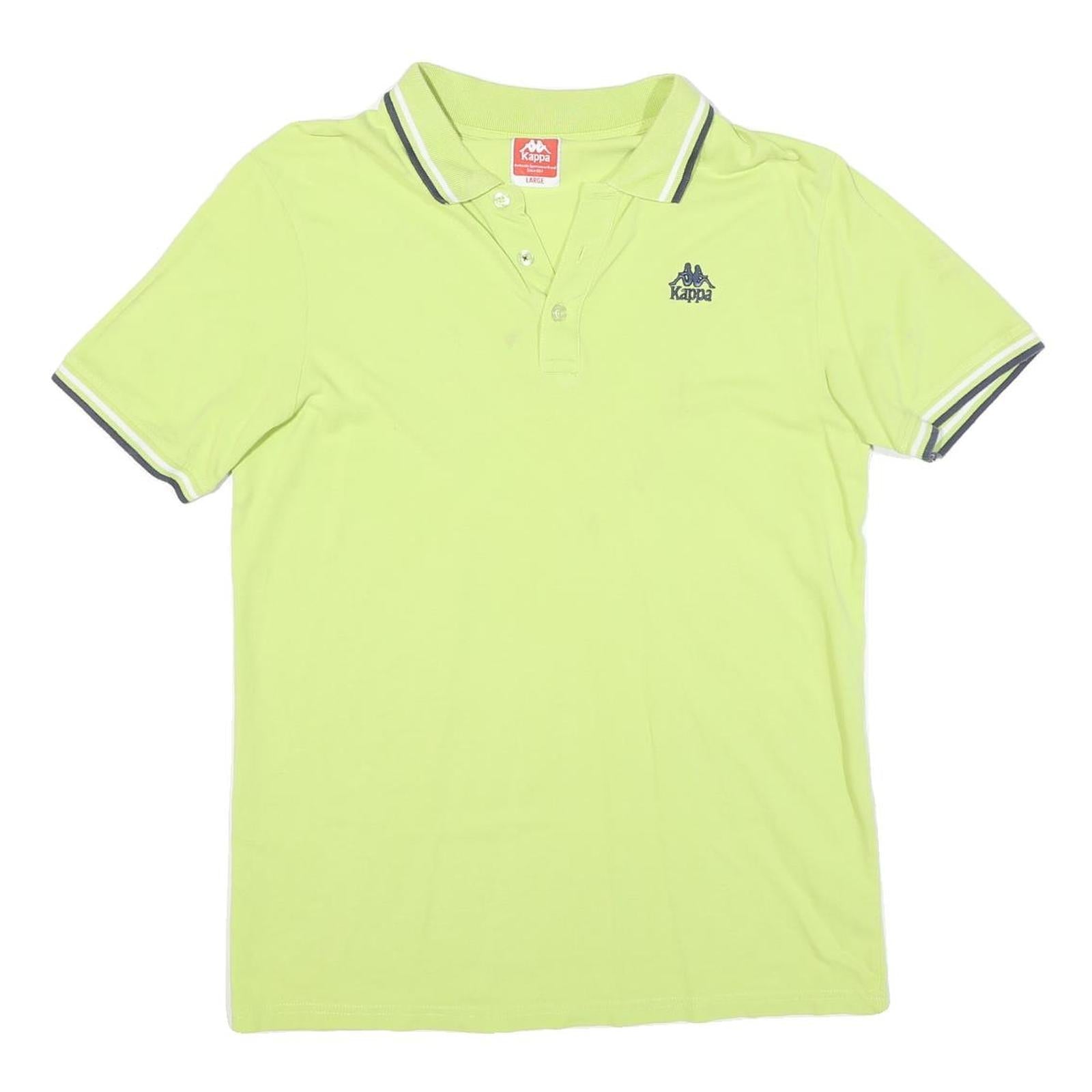 KAPPA Mens Lime Green Short Sleeve Plain Polo Shirt L Cotton Blend Casual Refurbished - N/A refurbished available on Cerqular