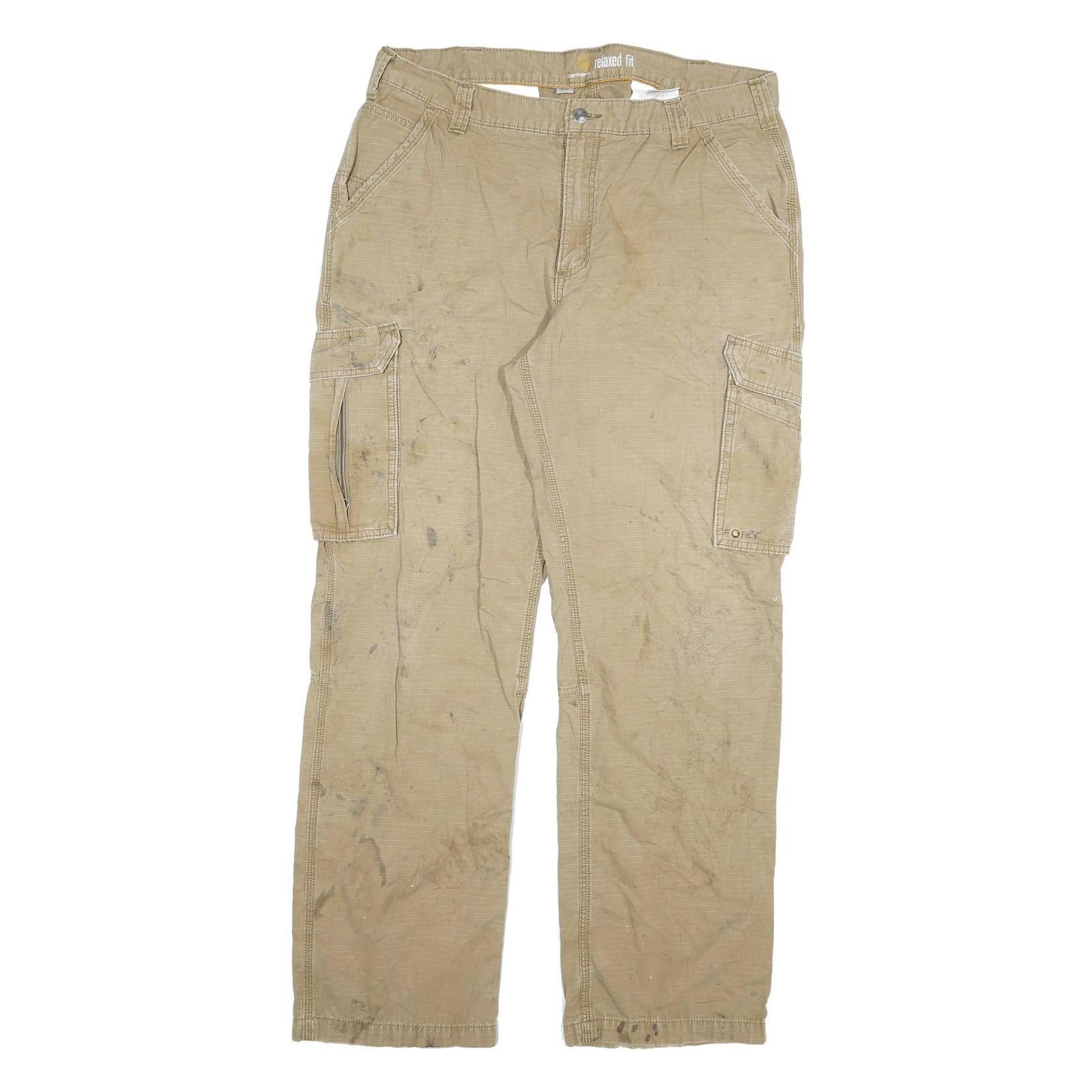 CARHARTT Mens Relaxed Fit Beige Cotton Blend Cargo Trousers W38 L31 Workwear Refurbished - N/A refurbished available on Cerqular