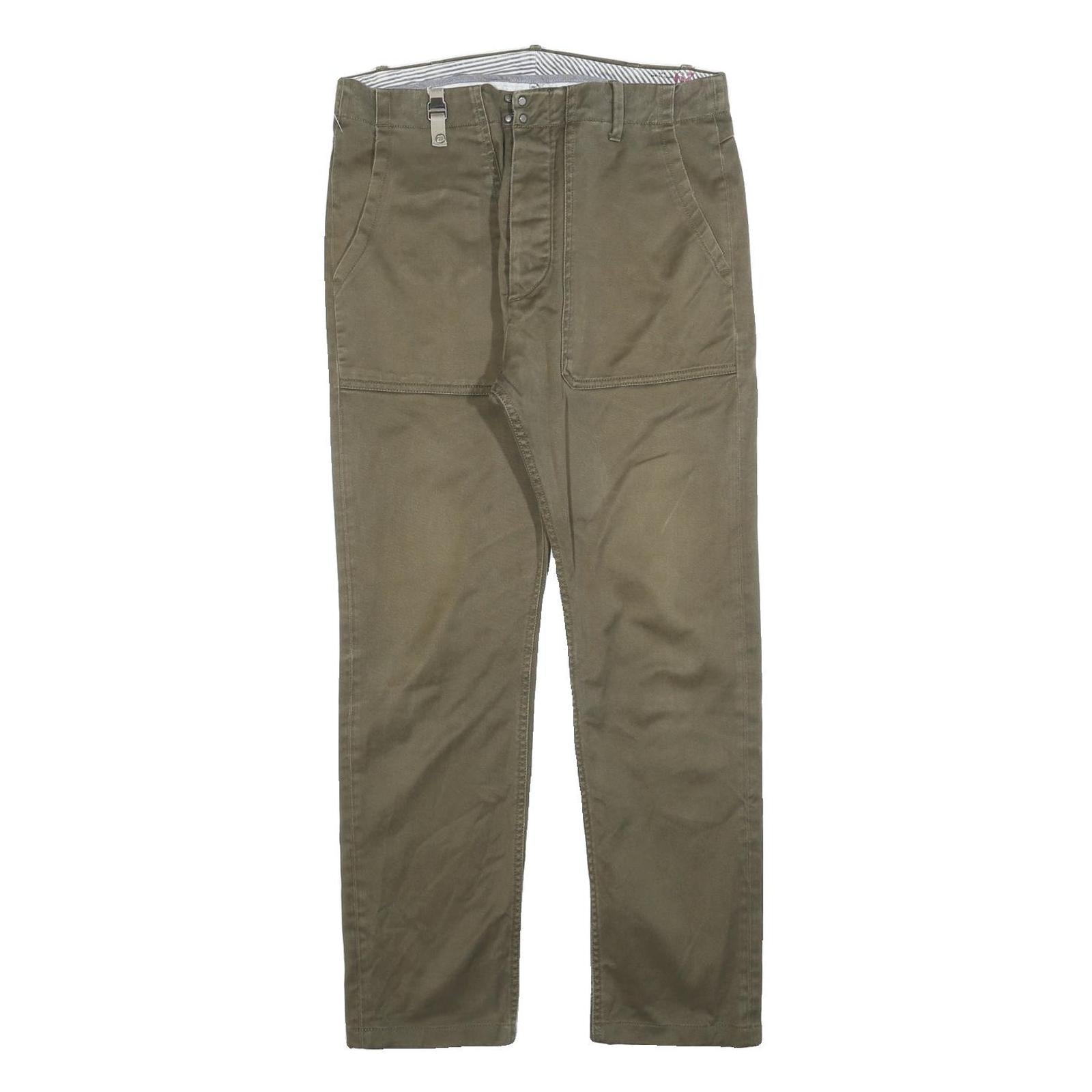 DIESEL Mens Cotton Blend Slim Tapered Trousers Olive Green W29 L28 Casual Refurbished - N/A refurbished available on Cerqular