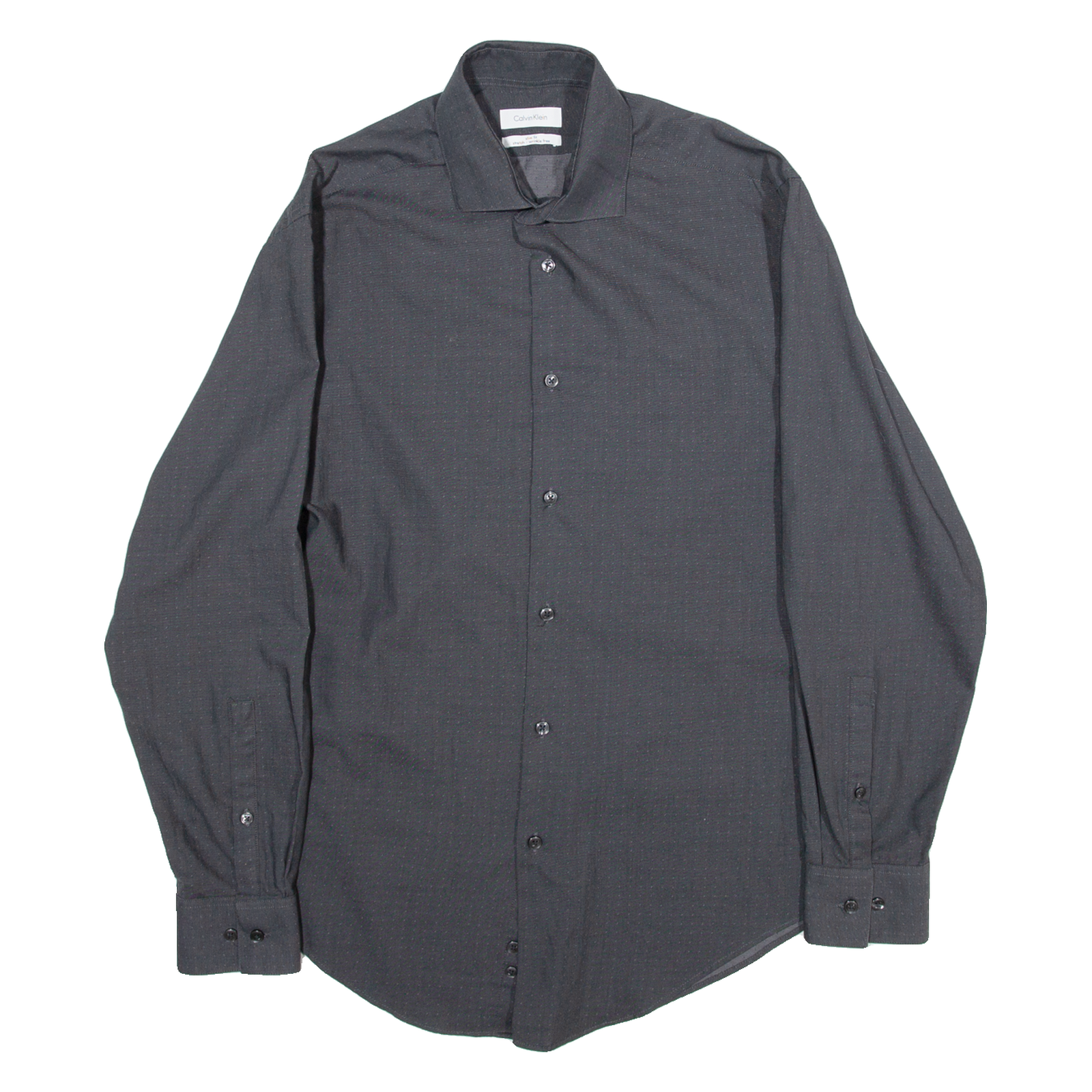 CALVIN KLEIN Slim Fit Mens Shirt Grey Polka Dot Long Sleeve M Refurbished - N/A refurbished available on Cerqular