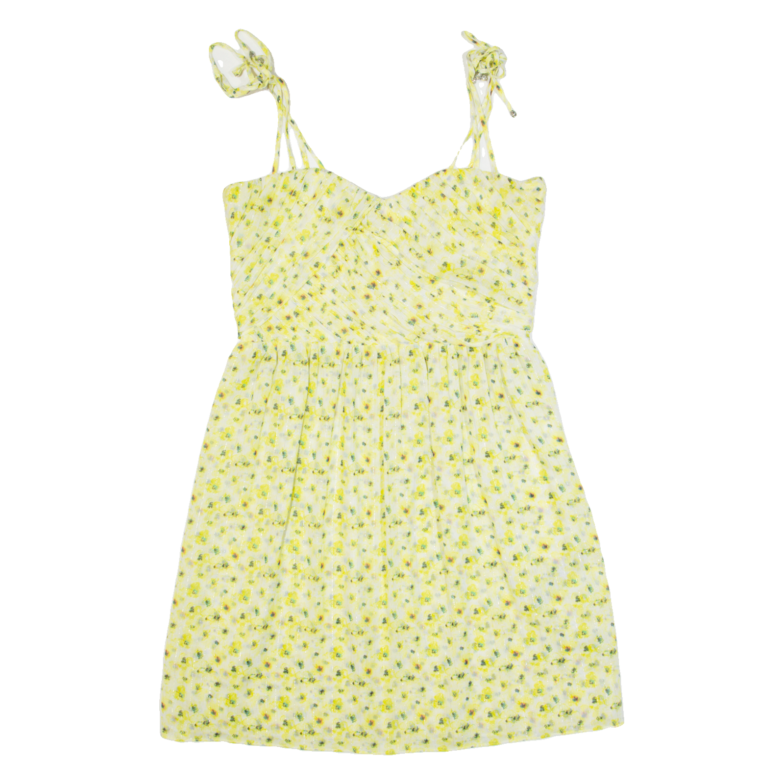 THE KOOPLES Womens Fit & Flare Dress Yellow Floral Sleeveless Knee Length M Refurbished - N/A refurbished available on Cerqular