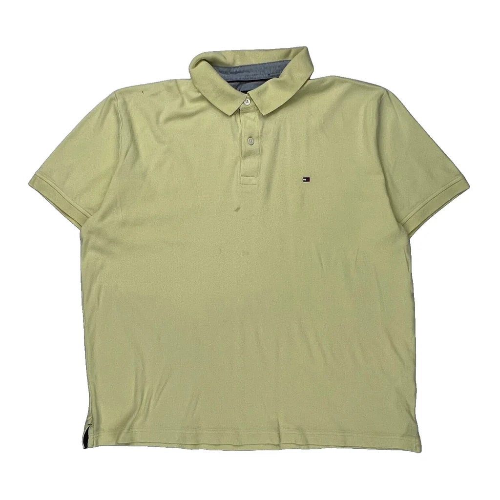 Tommy Hilfiger Polo Shirt - Large Yellow Cotton Refurbished - Thrifted (note: this is a term often used to describe second- refurbished available on Cerqular