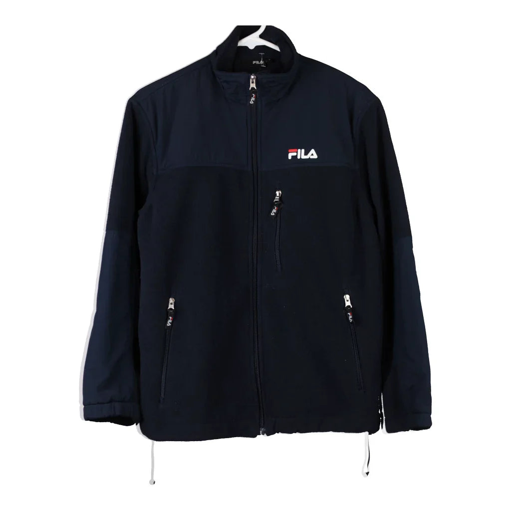 Fila Fleece Jacket - Small Navy Polyester Refurbished - Thrifted (note: this is a term often used to describe second- refurbished available on Cerqular