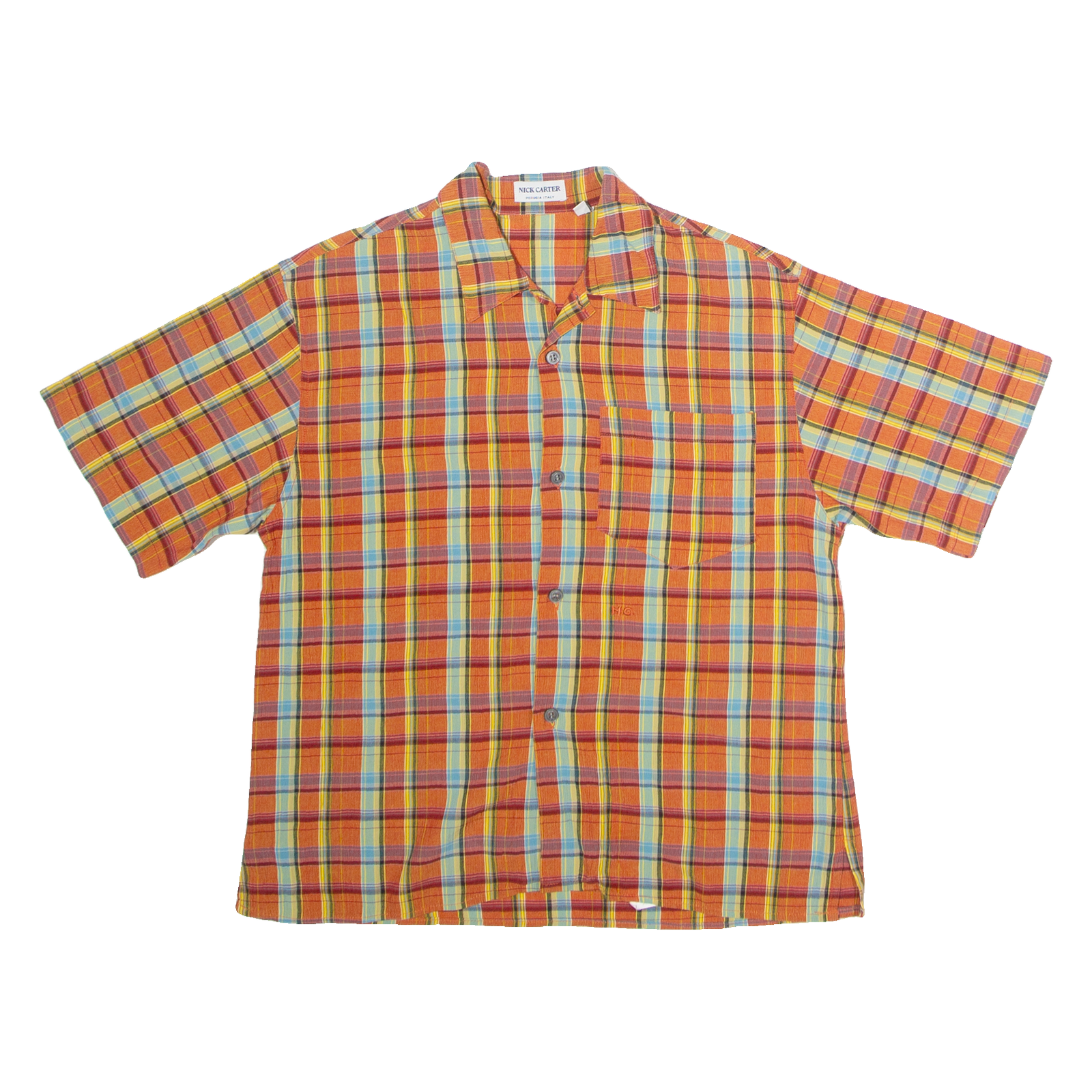 NICK CARTER Mens Shirt Orange 90s Check XXS Refurbished - N/A refurbished available on Cerqular