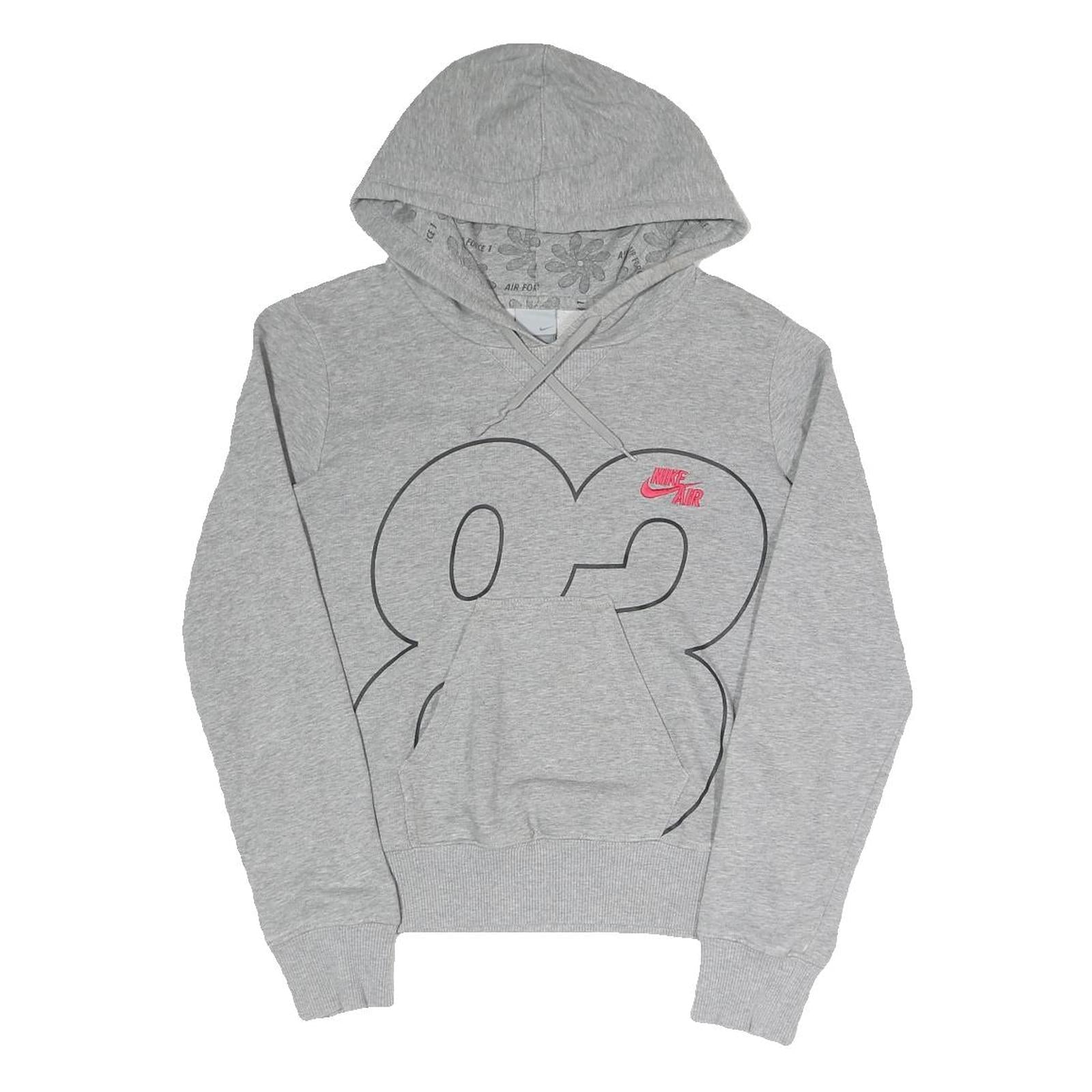 NIKE Womens Grey Hoodie S Nike Air Graphic Pullover Cotton Blend Refurbished - N/A refurbished available on Cerqular