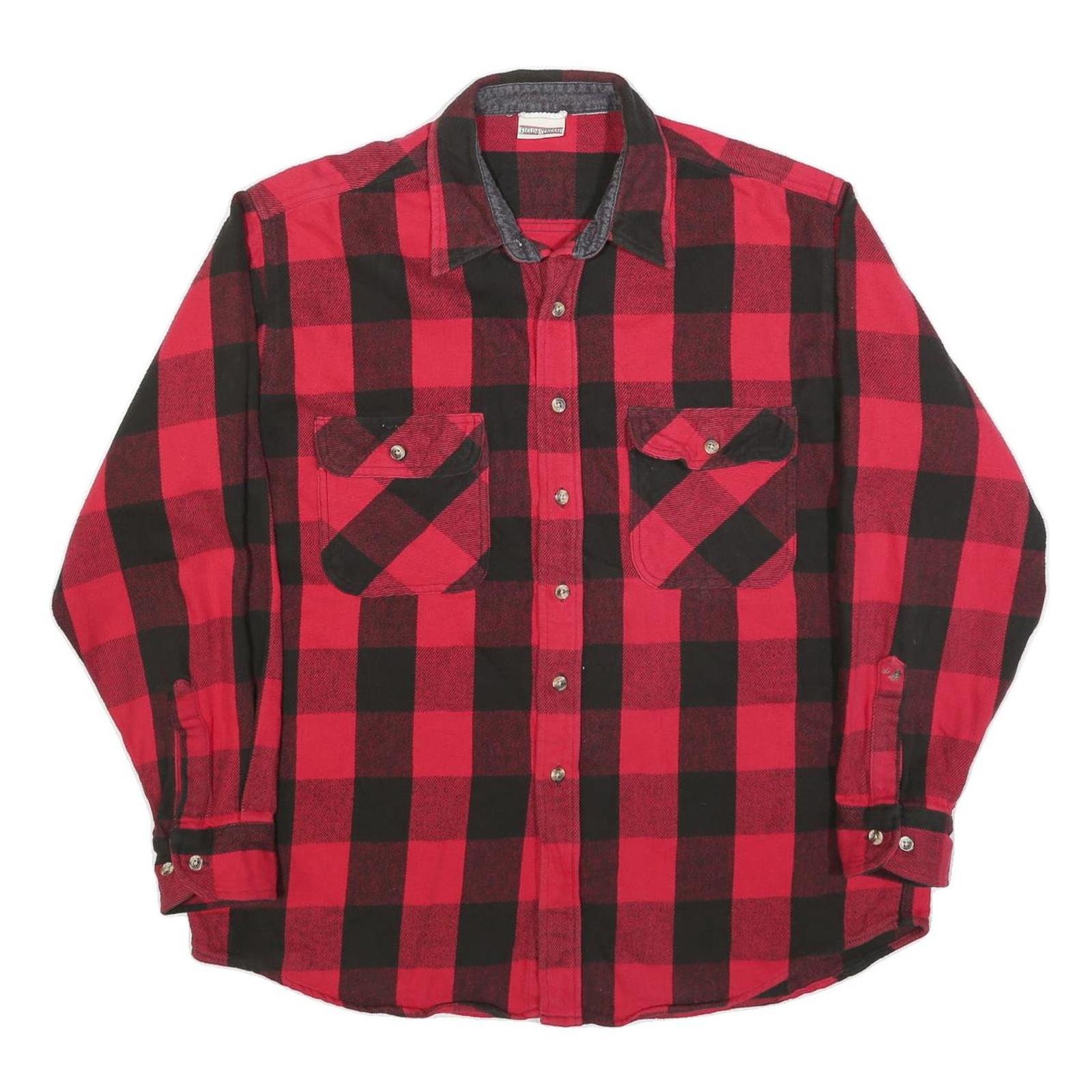 FIELD & STREAM Mens Red & Black Check Shirt XL Cotton Blend Lumberjack Flannel Refurbished - N/A refurbished available on Cerqular