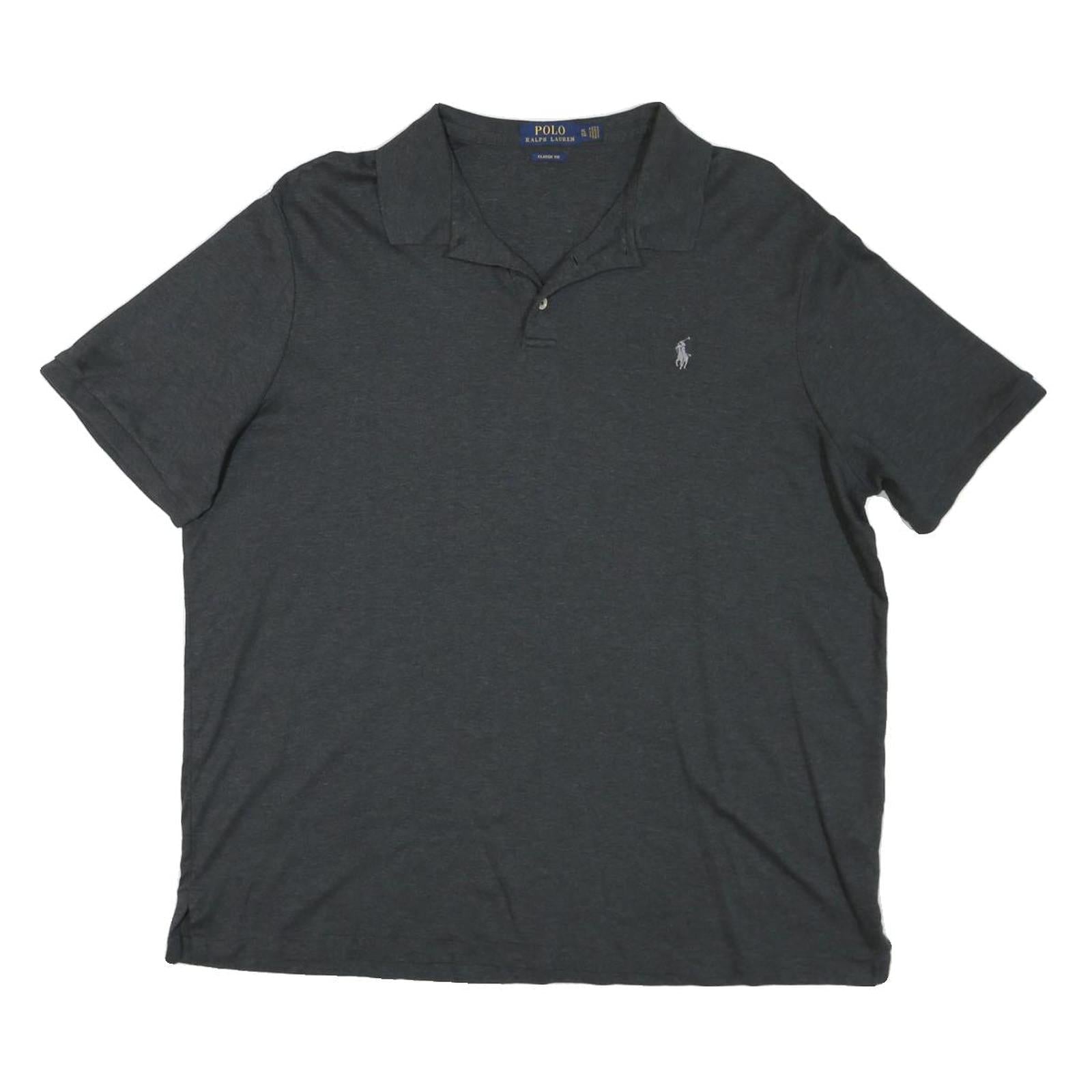 POLO RALPH LAUREN Mens Charcoal Plain Short Sleeve XL Cotton Blend Polo Shirt Refurbished - N/A refurbished available on Cerqular