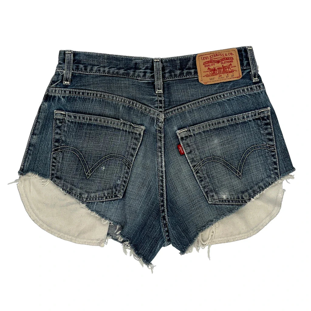 Levis Denim Shorts - 27W UK 8 Blue Cotton Refurbished - Thrifted (note: this is a term often used to describe second- refurbished available on Cerqular