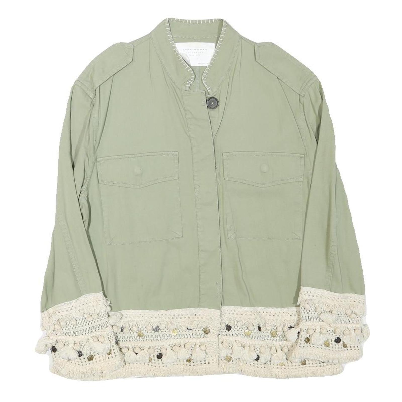 Buy ZARA Womens Green Button Cotton Blend Jacket L Crochet Trim Lightweight Refurbished - $32.49 ZARA Womens Green Button Cotton Blend Jacket L Crochet Trim Lightweight Refurbished - N/A refurbished available on Cerqular