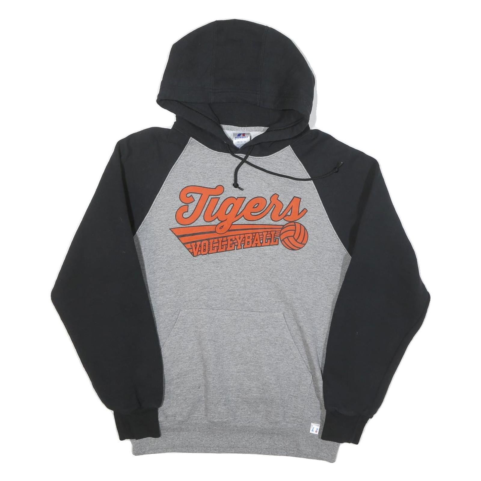 RUSSELL ATHLETIC Mens Grey & Black Tigers Volleyball Hoodie M Cotton Blend Refurbished - N/A refurbished available on Cerqular