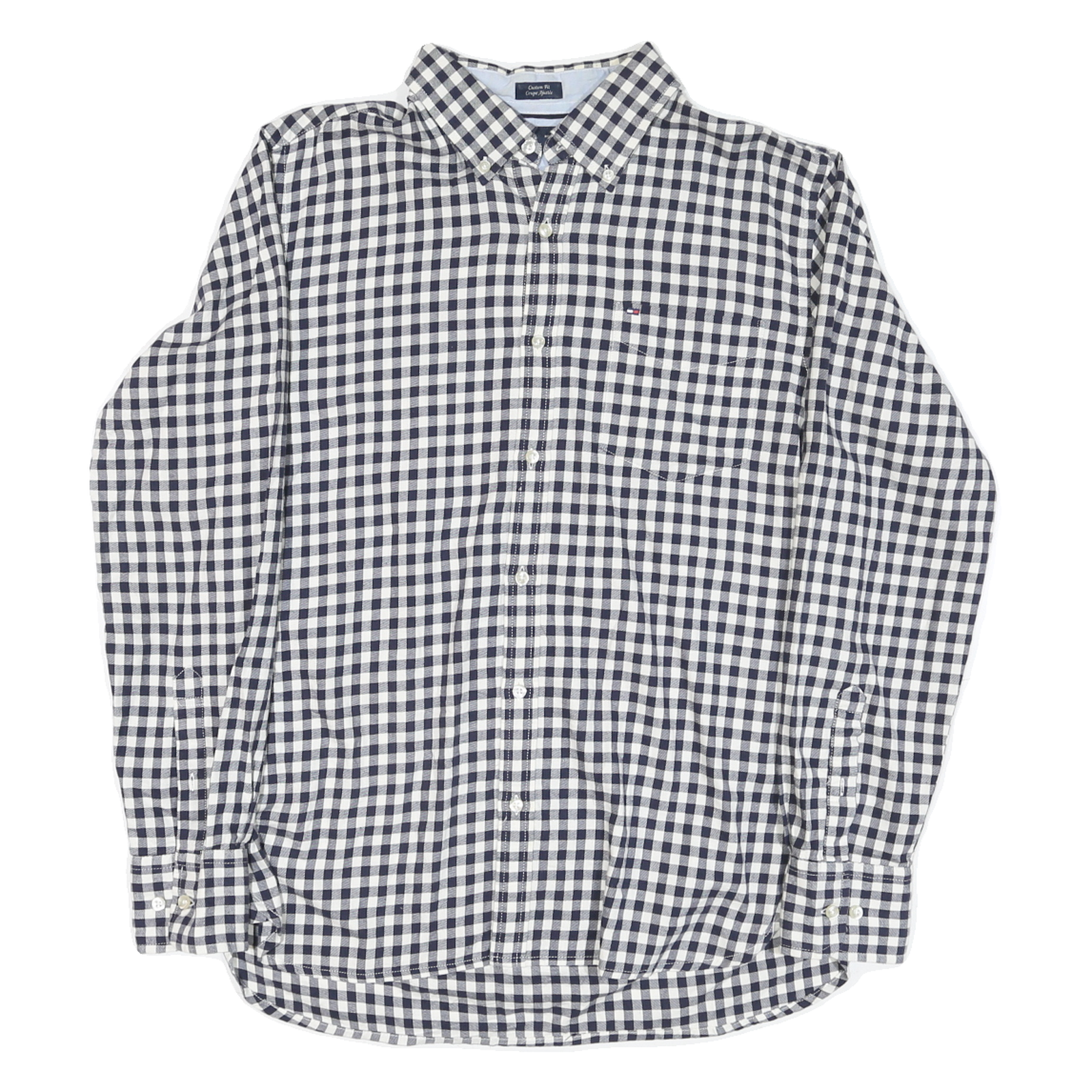 TOMMY HILFIGER Mens Blue & White Check Shirt M Long Sleeve Button Collar Casual Refurbished - N/A refurbished available on Cerqular