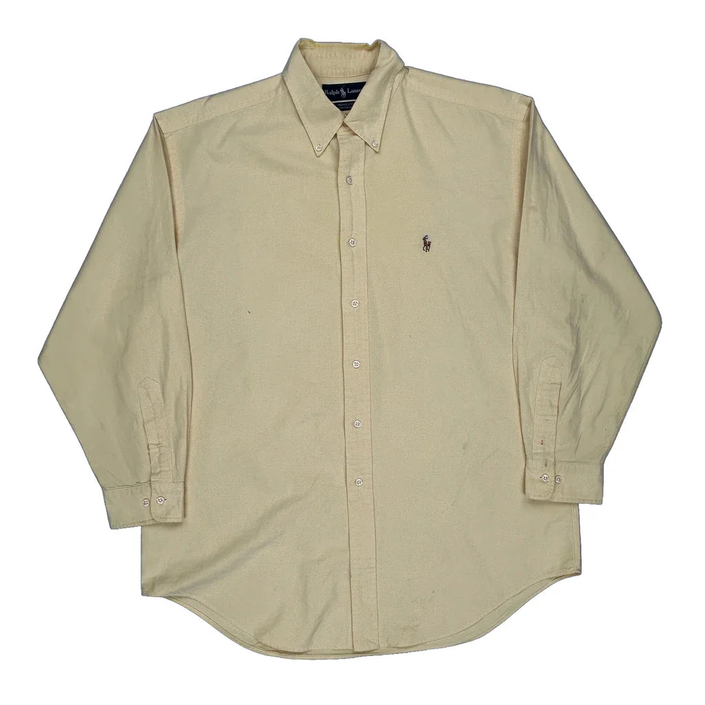 Ralph Lauren Shirt - Large Yellow Cotton Refurbished - Thrifted (note: this is a term often used to describe second- refurbished available on Cerqular
