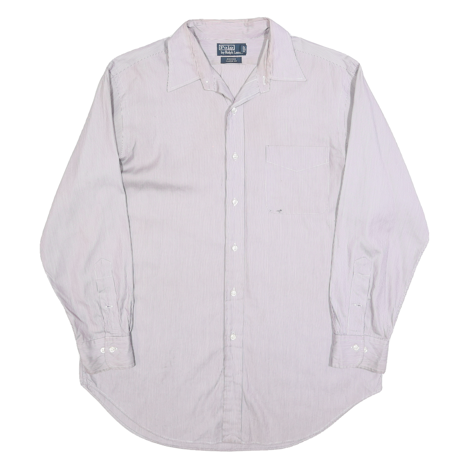 RALPH LAUREN Mens White & Pink Stripe Shirt L Classic Fit Cotton Long Sleeve Refurbished - N/A refurbished available on Cerqular