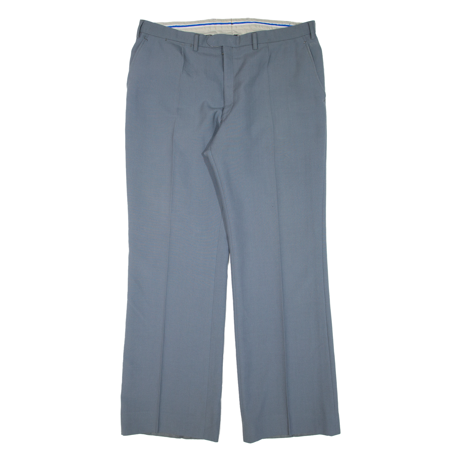 Pleated Mens Trousers Blue Relaxed Bootcut Wool W37 L31 Refurbished - N/A refurbished available on Cerqular