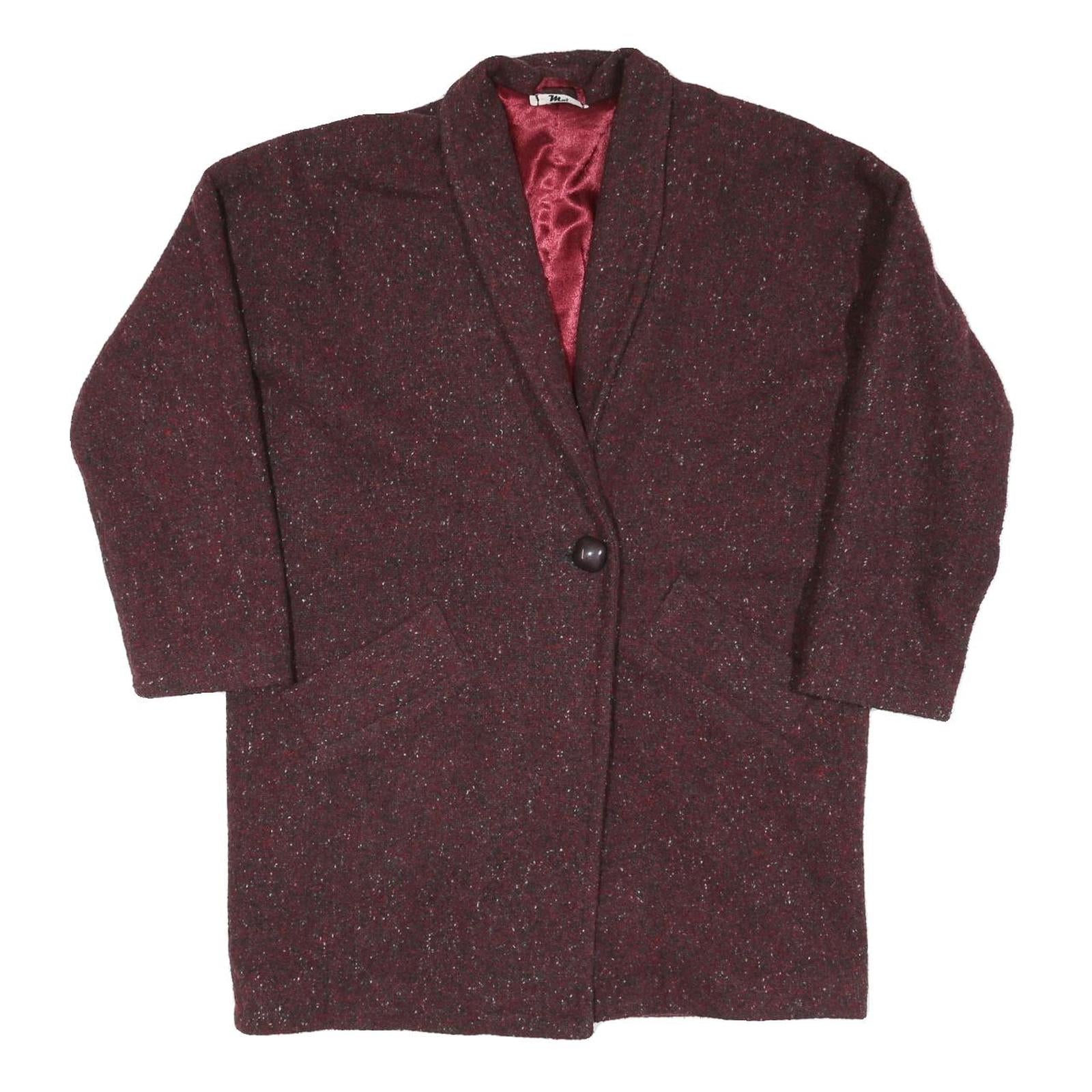MOI Womens Maroon Burgundy Classic Jacket M Cotton Blend Plain Button Closure Refurbished - N/A refurbished available on Cerqular