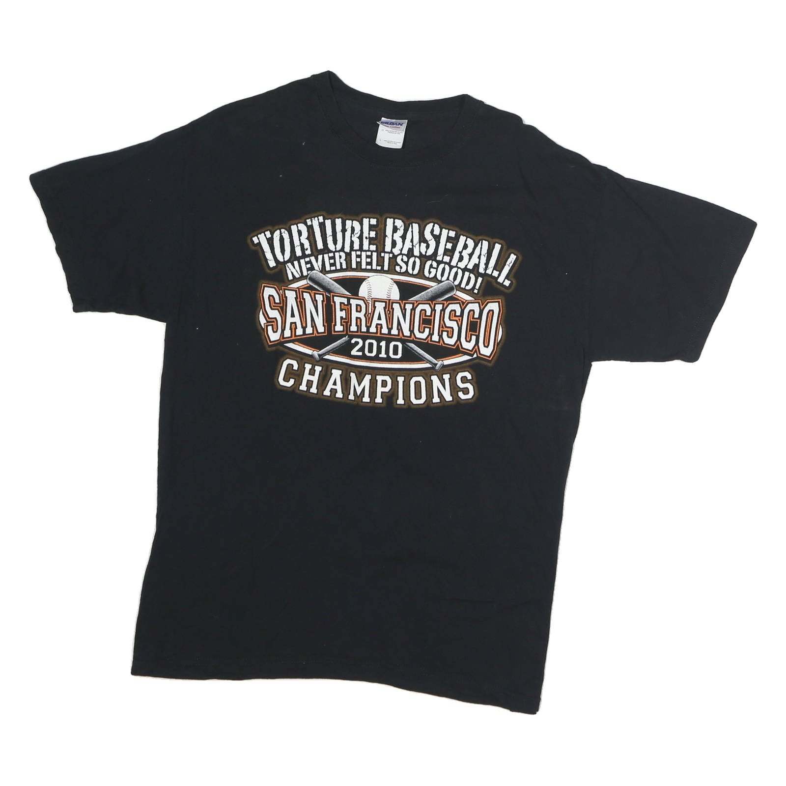 GILDAN Mens Black San Francisco Baseball Graphic T-Shirt L Short Sleeve Crew Refurbished - N/A refurbished available on Cerqular
