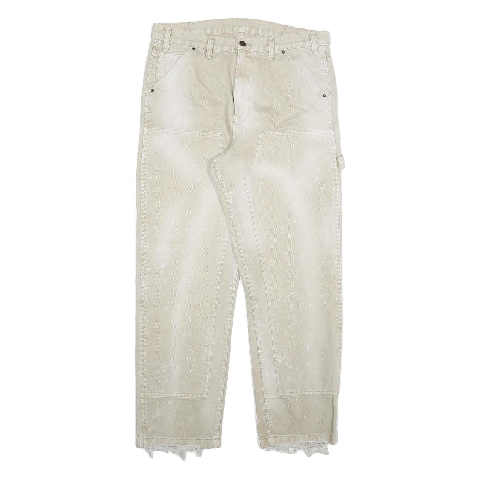 DICKIES Mens Cotton Blend Cream Regular Straight Trousers W34 L30 Workwear Zip Refurbished - N/A refurbished available on Cerqular