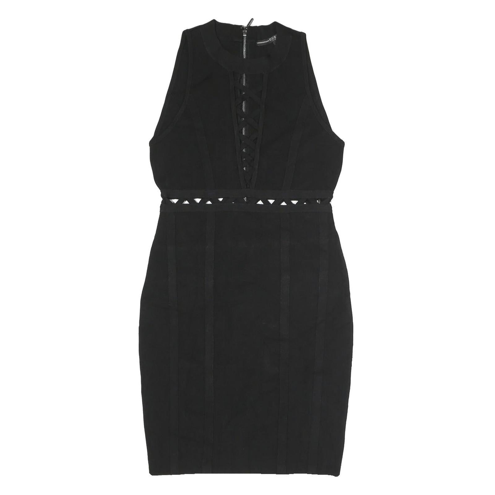 GUESS Womens Black Sleeveless Fit & Flare Polyester Dress M Cutout Waist Detail Refurbished - N/A refurbished available on Cerqular