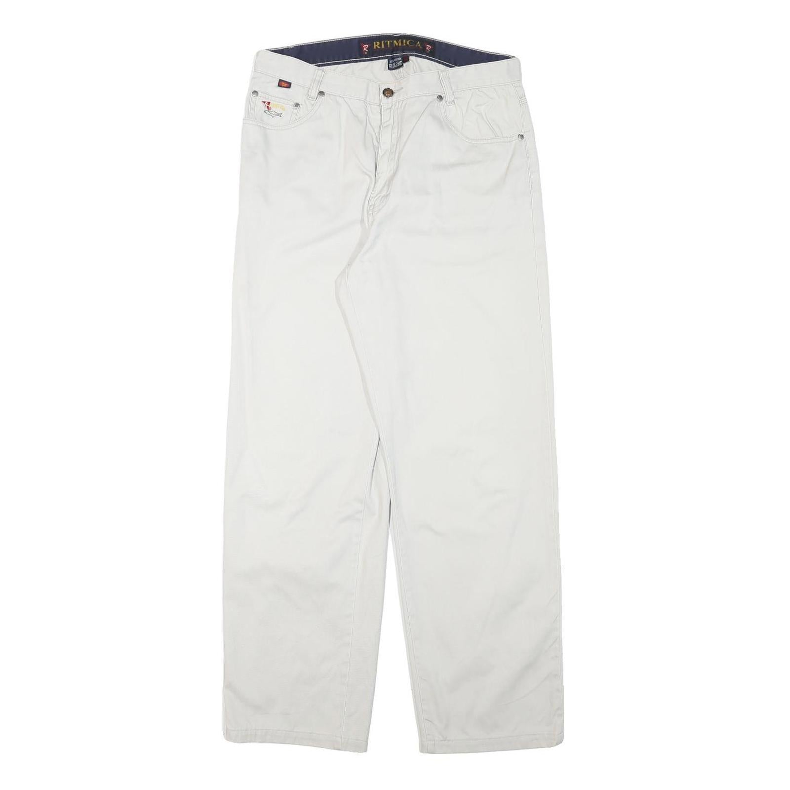 RITMICA Mens Cotton Blend White Relaxed Straight Trousers W31 L29 Casualwear Refurbished - N/A refurbished available on Cerqular