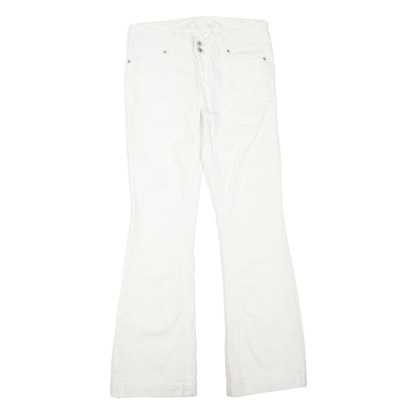 MAURICES Womens Cotton Blend White Regular Flared Trousers W32 L32 Classic Zip Refurbished - N/A refurbished available on Cerqular
