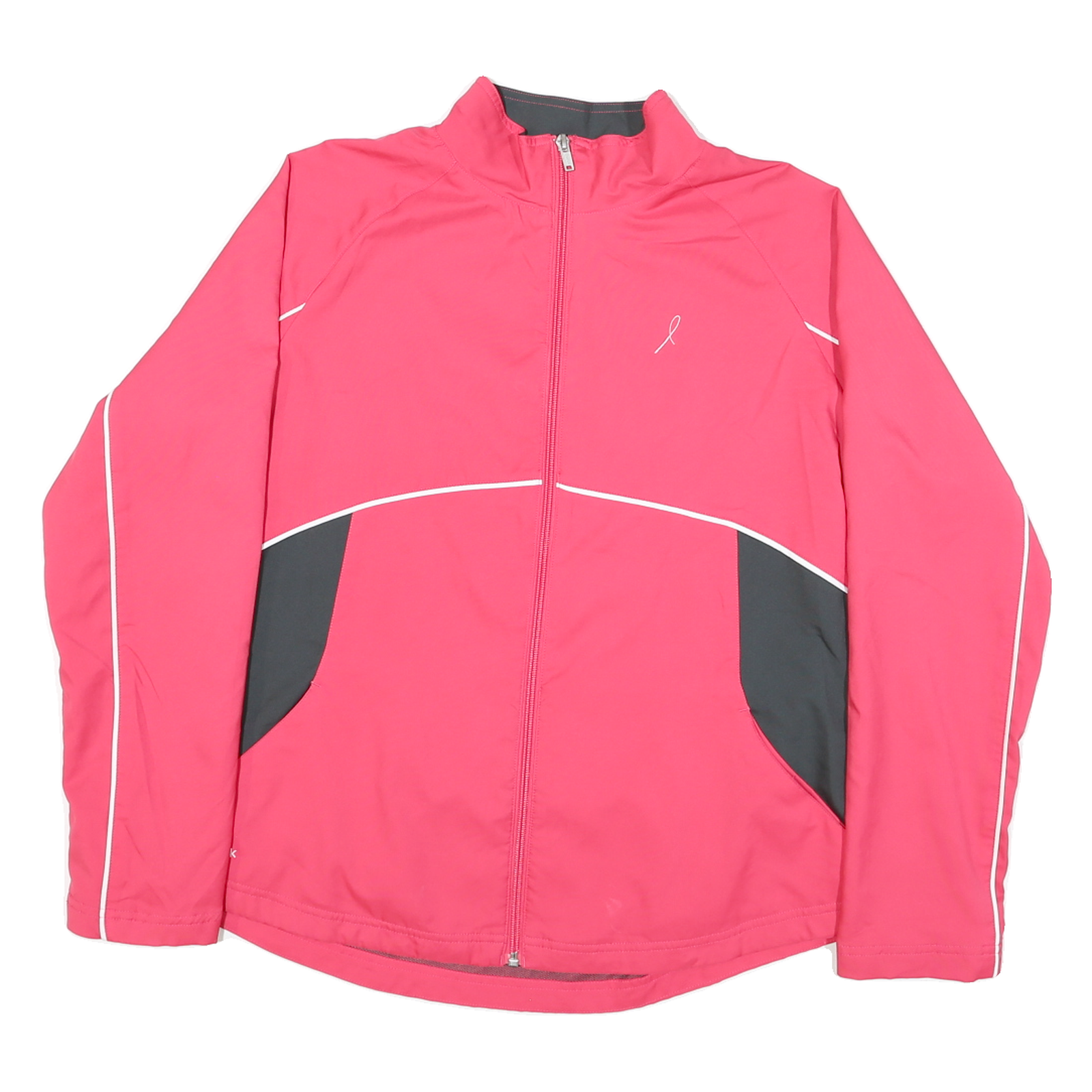 REEBOK Womens Pink & Black Athletic Jacket L Polyester Blend Zip Sport Layer Refurbished - N/A refurbished available on Cerqular