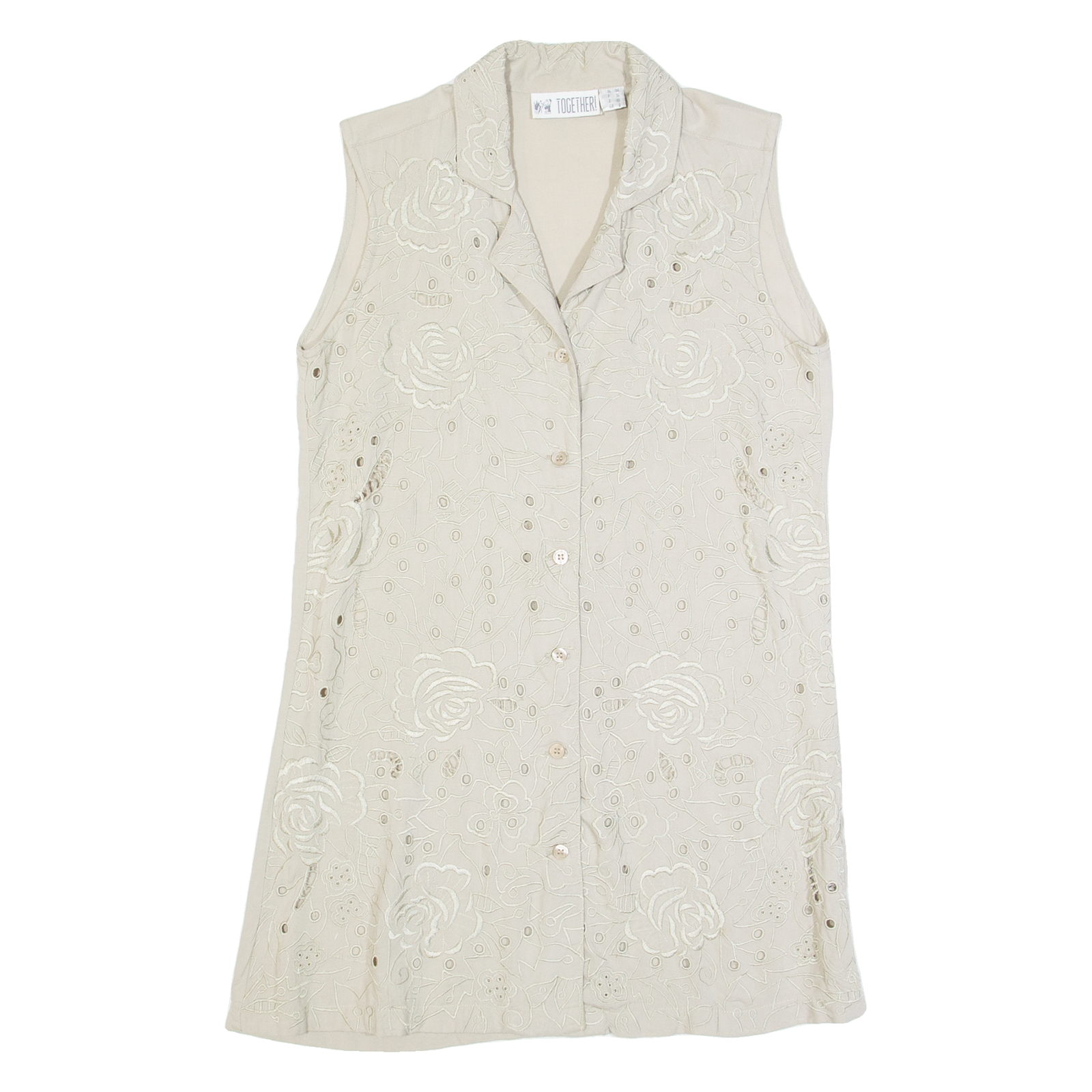 TOGETHER Womens Top Beige Collared Sleeveless UK 8 Refurbished - N/A refurbished available on Cerqular