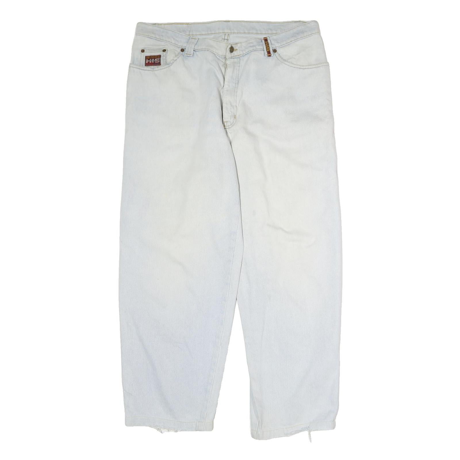 HIS Mens Regular Fit White Denim Jeans W38 L29 Relaxed Cotton Zip Closure Refurbished - N/A refurbished available on Cerqular