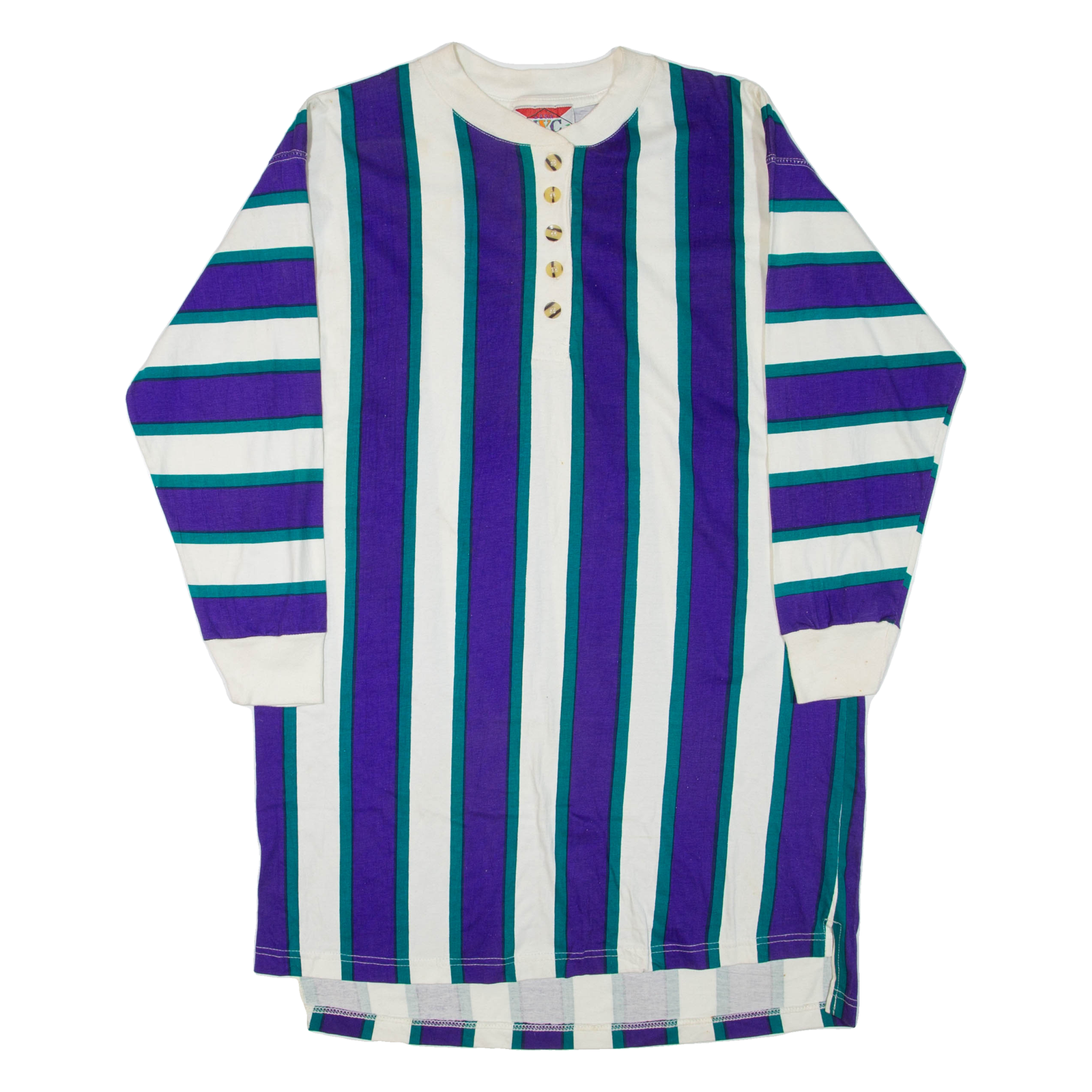NYC Womens Day Dress Purple Striped Long Sleeve Knee Length M Refurbished - N/A refurbished available on Cerqular