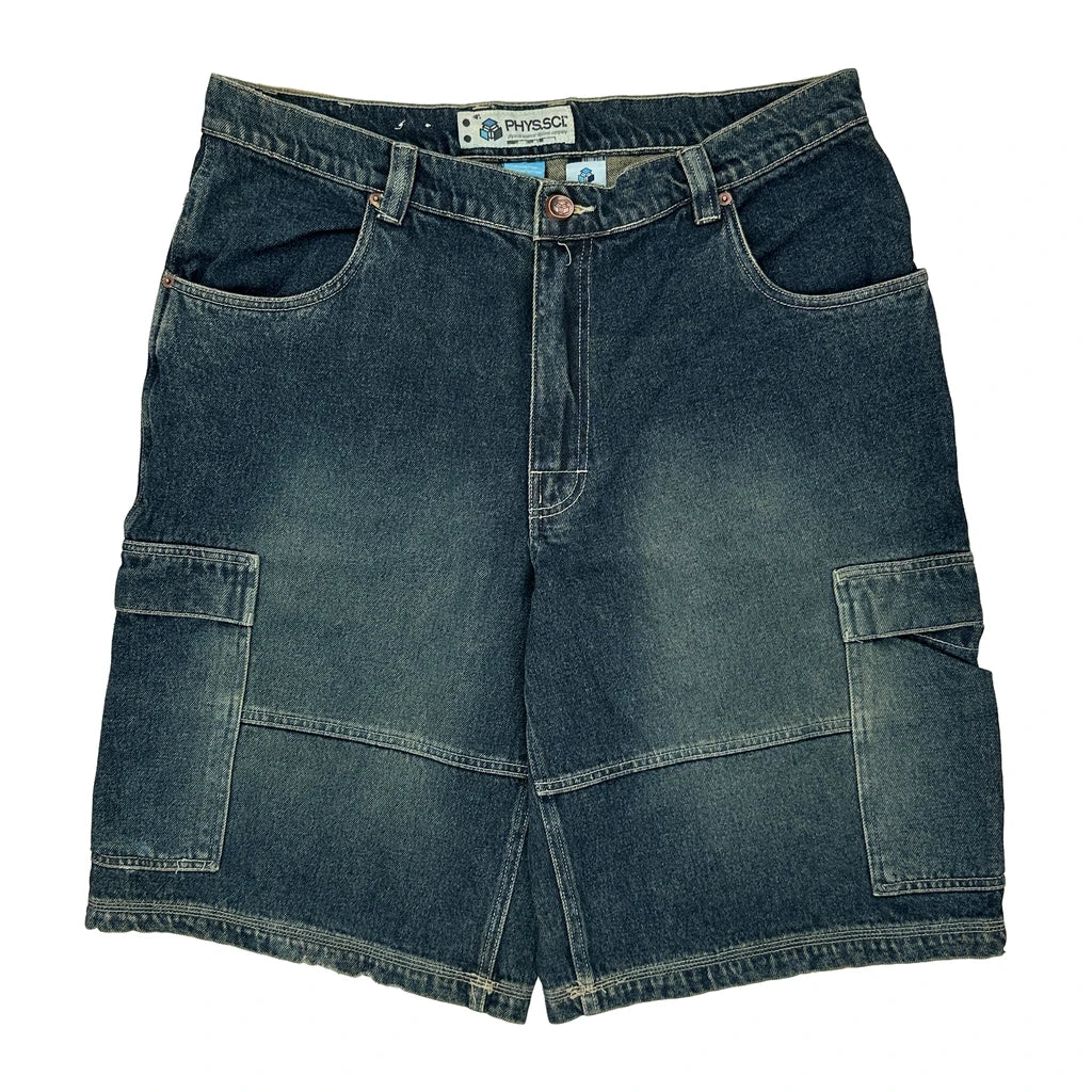 Phys.Sci Denim Shorts - 38W 11L Dark Wash Cotton Refurbished - Thrifted (note: this is a term often used to describe second- refurbished available on Cerqular
