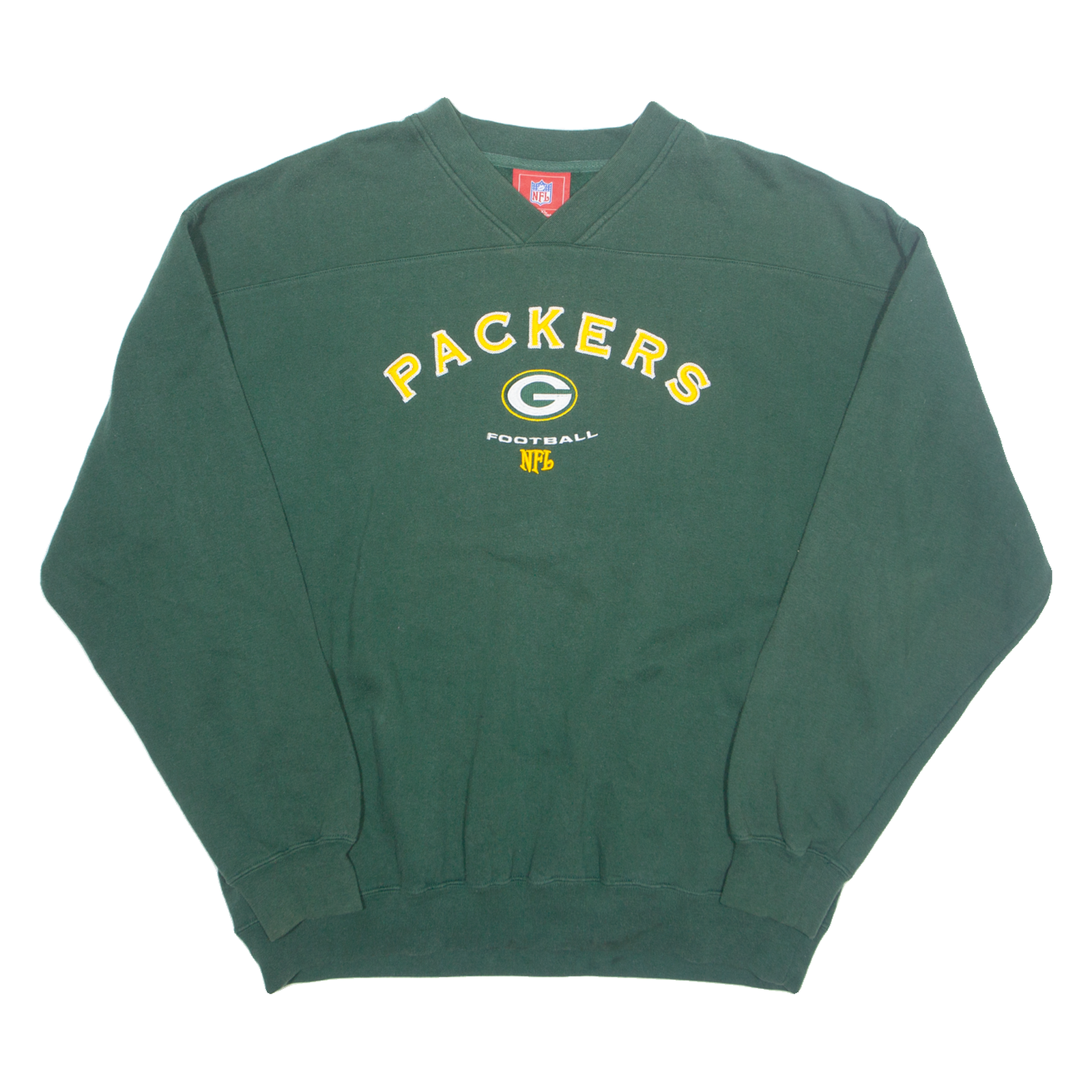 NFL Green Bay Packers Mens Sweatshirt Green V-Neck 90s USA XL Refurbished - N/A refurbished available on Cerqular