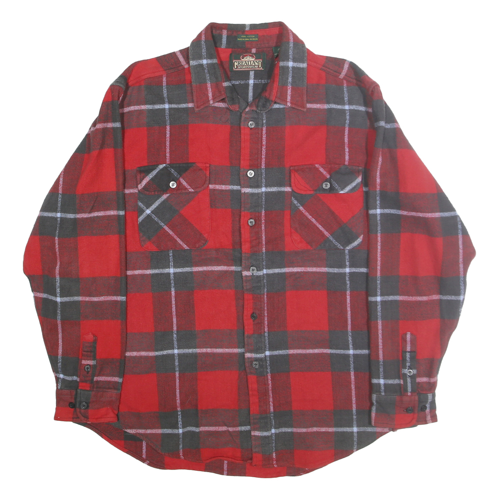 GREATLAND SPORTSWEAR Mens Red & Grey Checked Shirt XL Classic Long Sleeve Cotton Refurbished - N/A refurbished available on Cerqular